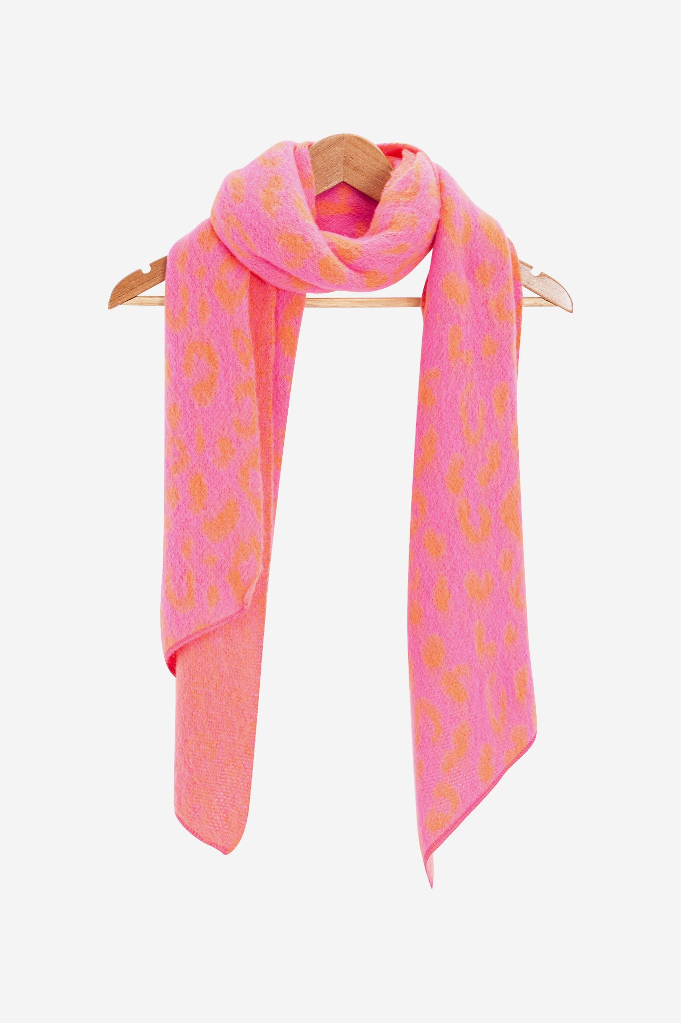 Pink Asymmetric Leopard Winter Scarf, Image 2 of 5
