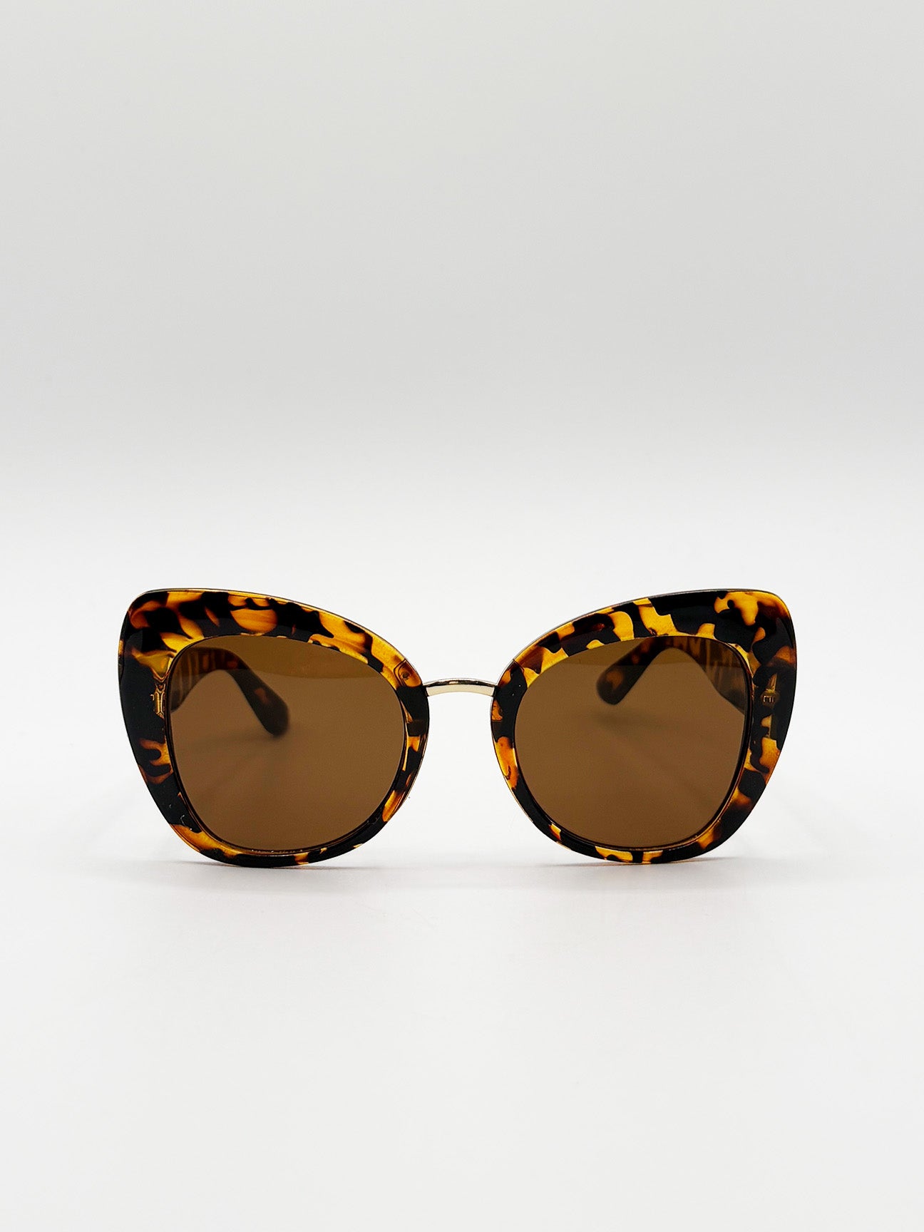 Brown Oversized Cat-Eye Sunglasses in Tortoiseshell, Image 1 of 4