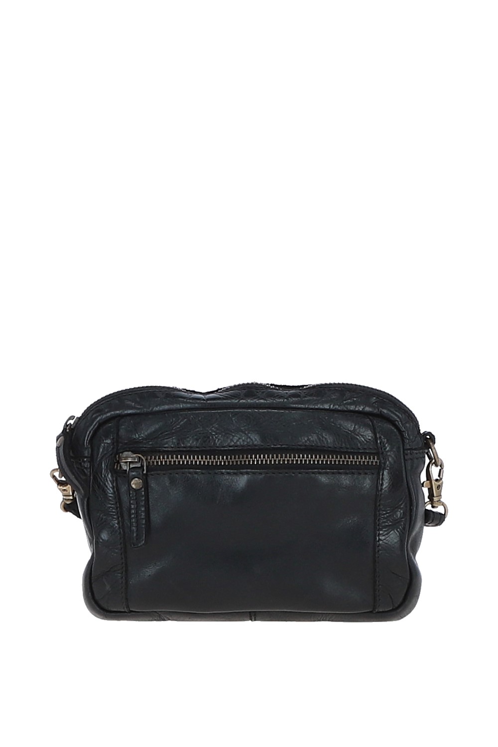 Black Real Leather Vintage Cross Body Bag, Image 1 of 5