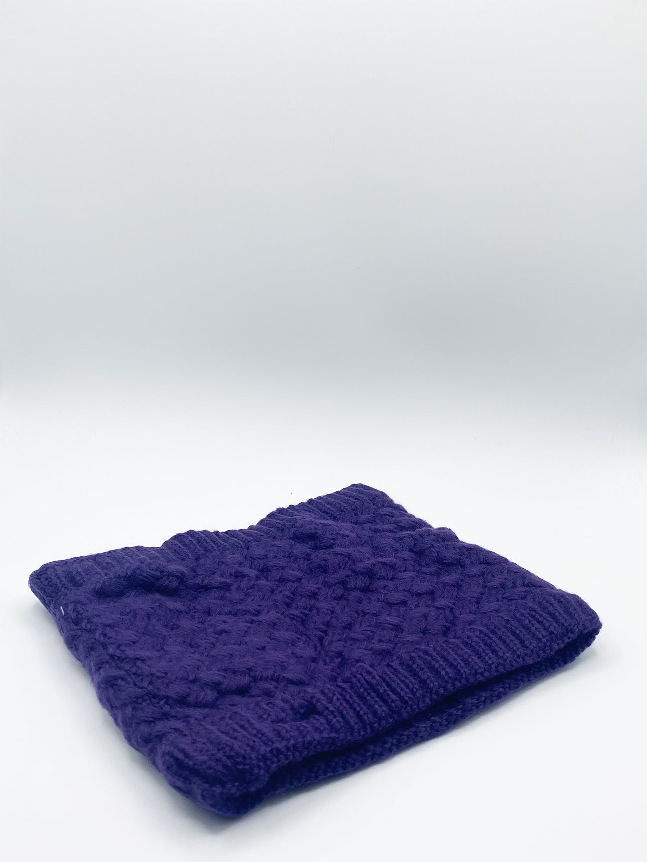 Blue Fleece Lined Textured Neck Warmer in Blue, Image 3 of 3