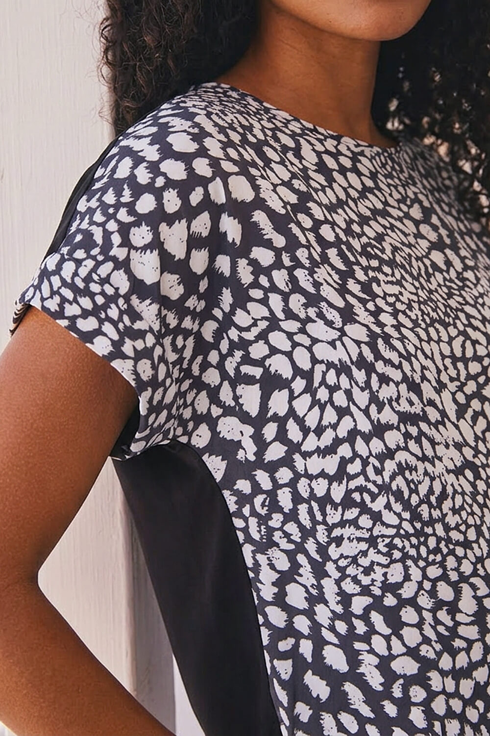 Black Spot Print Jersey Back Top, Image 5 of 4