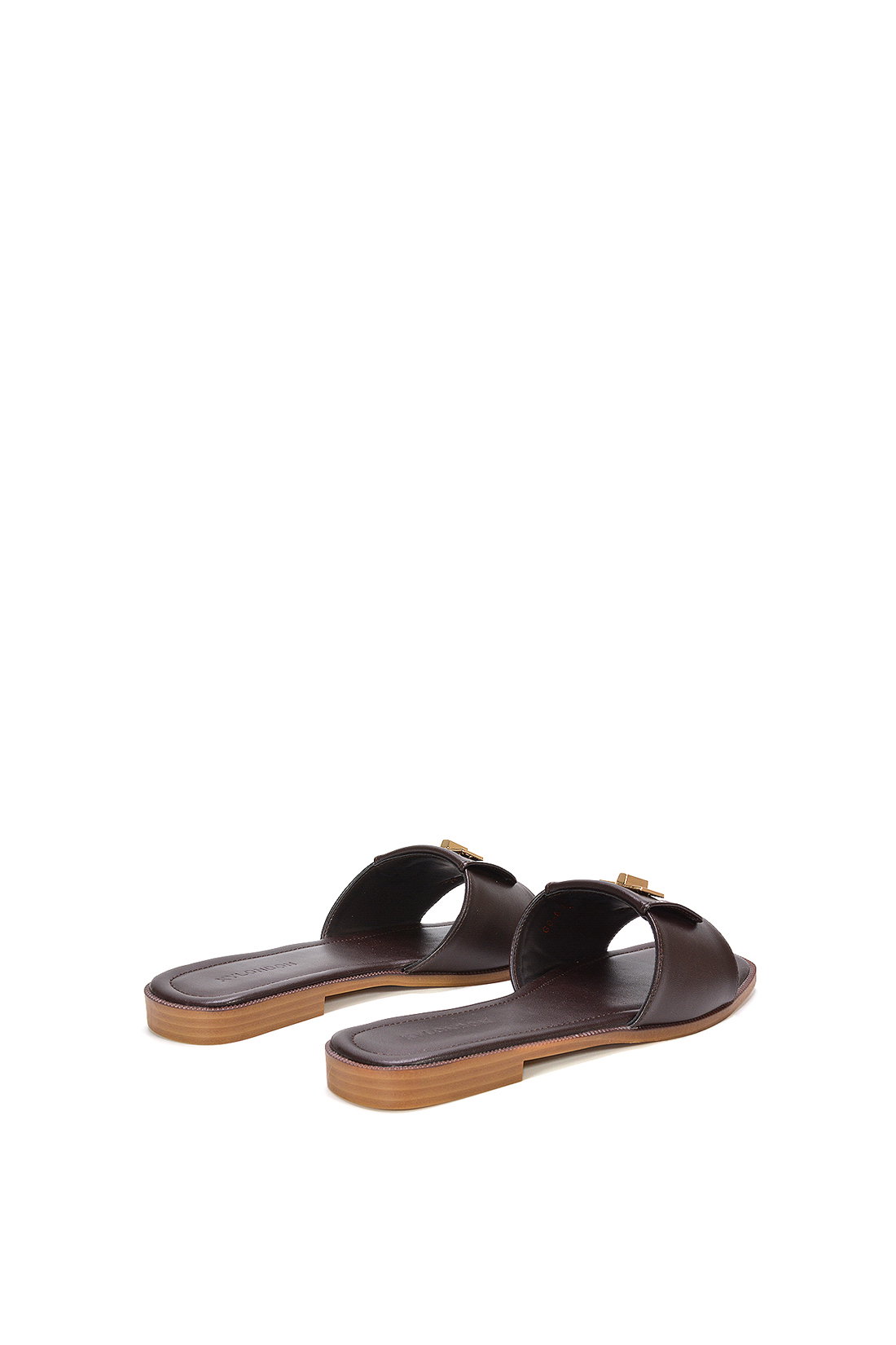 Brown 'Juliette' Square Toe Slider Sandals With Foldover Buckle, Image 4 of 6