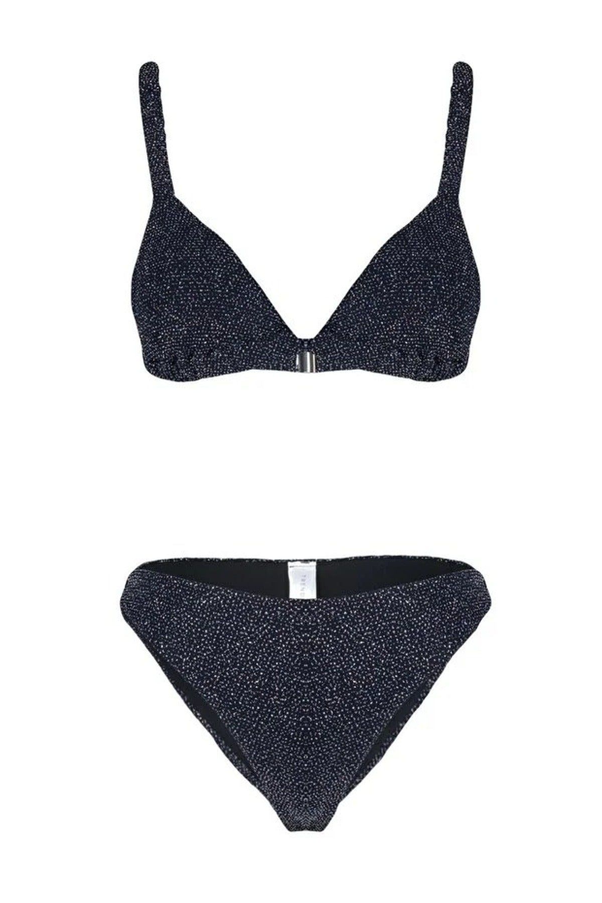 Navy Triangle Bikini Set with Adjustable Straps and High Leg Bottom, Image 2 of 4