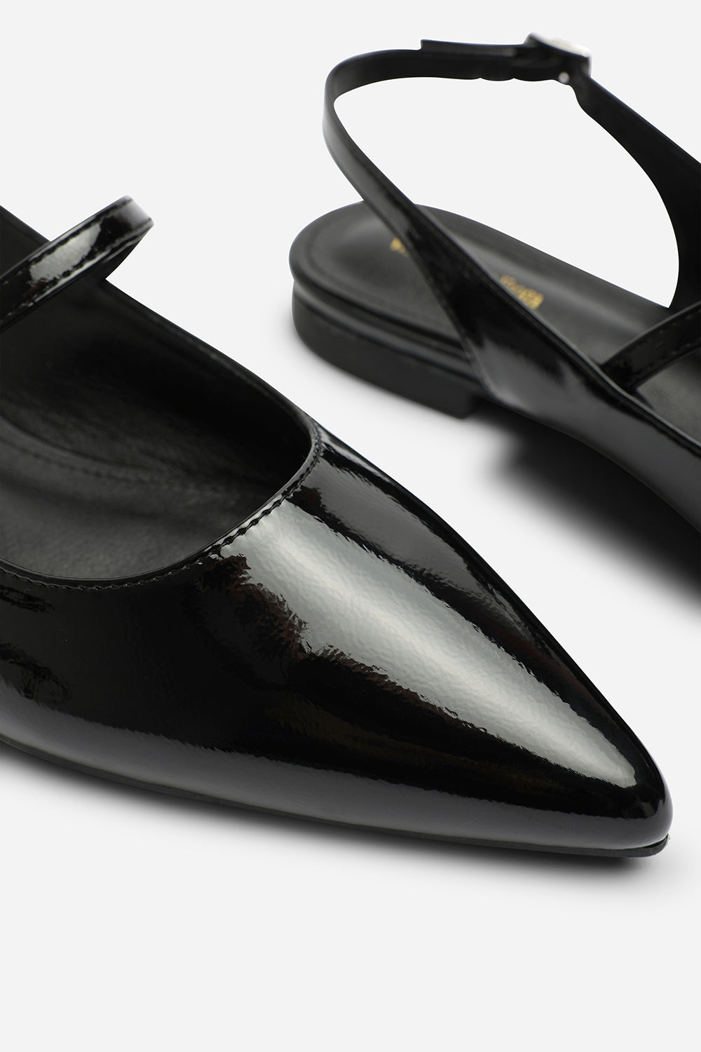 Black Estrella Pointed Toe Mary Jane Open Back Ballet Flats, Image 5 of 7