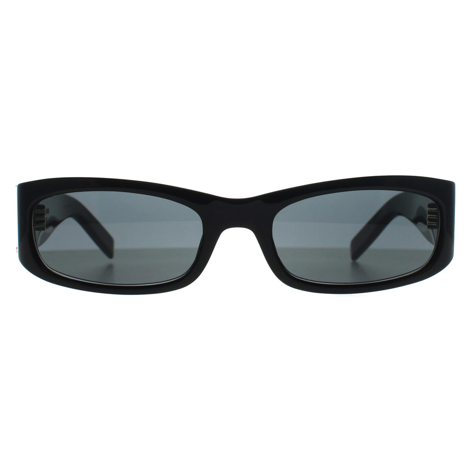 Black Saint Laurent Black Rectangle Shiny Black Grey SL M152, Image 1 of 3