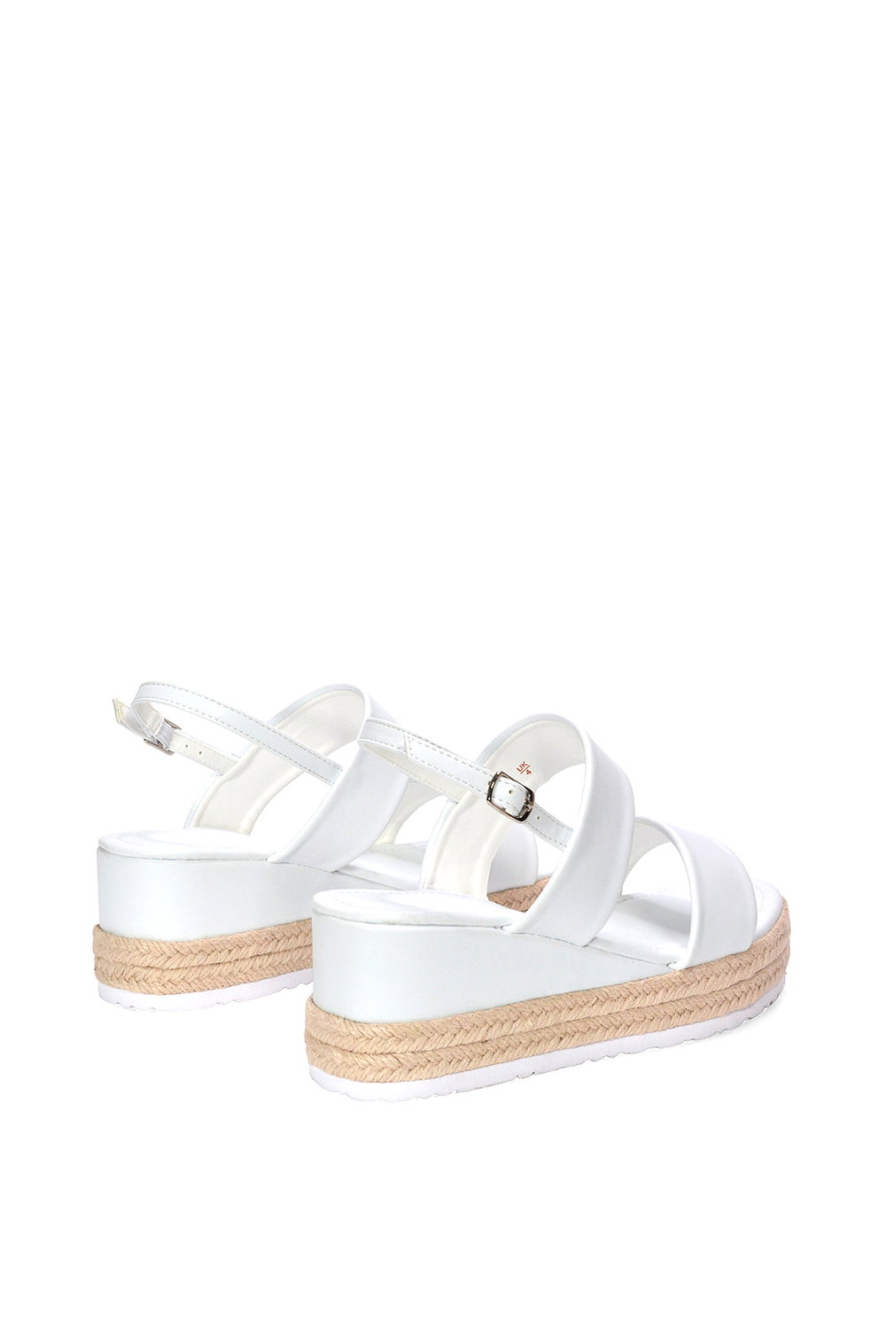 White XY LONDON White 'Ally' Low Heel Platform Wedge Espadrill  Slingback Sandals, Image 4 of 5