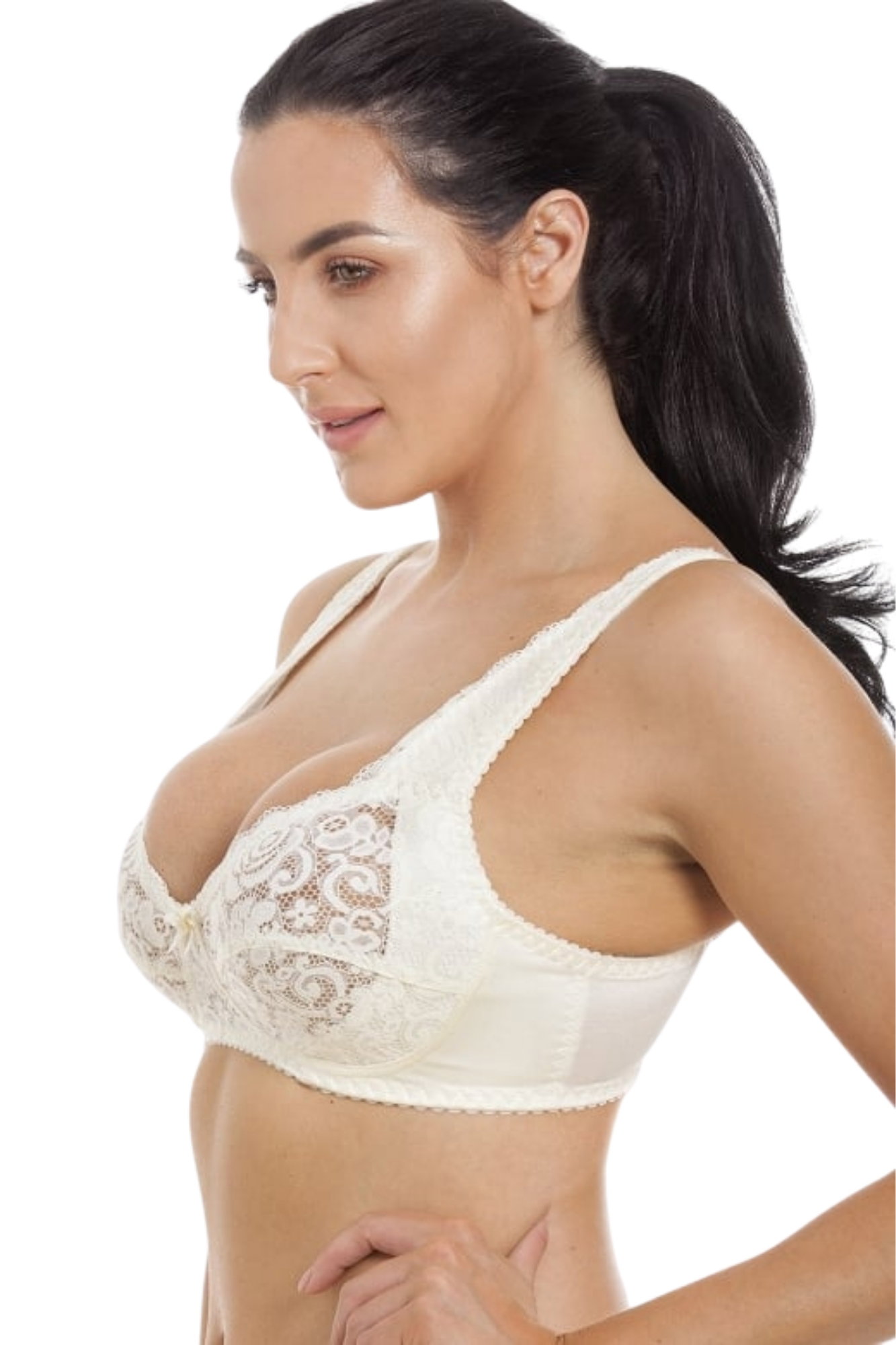 Ivory Camille Lingerie Ivory Non Wired Soft Cup Lace Bra, Image 2 of 4