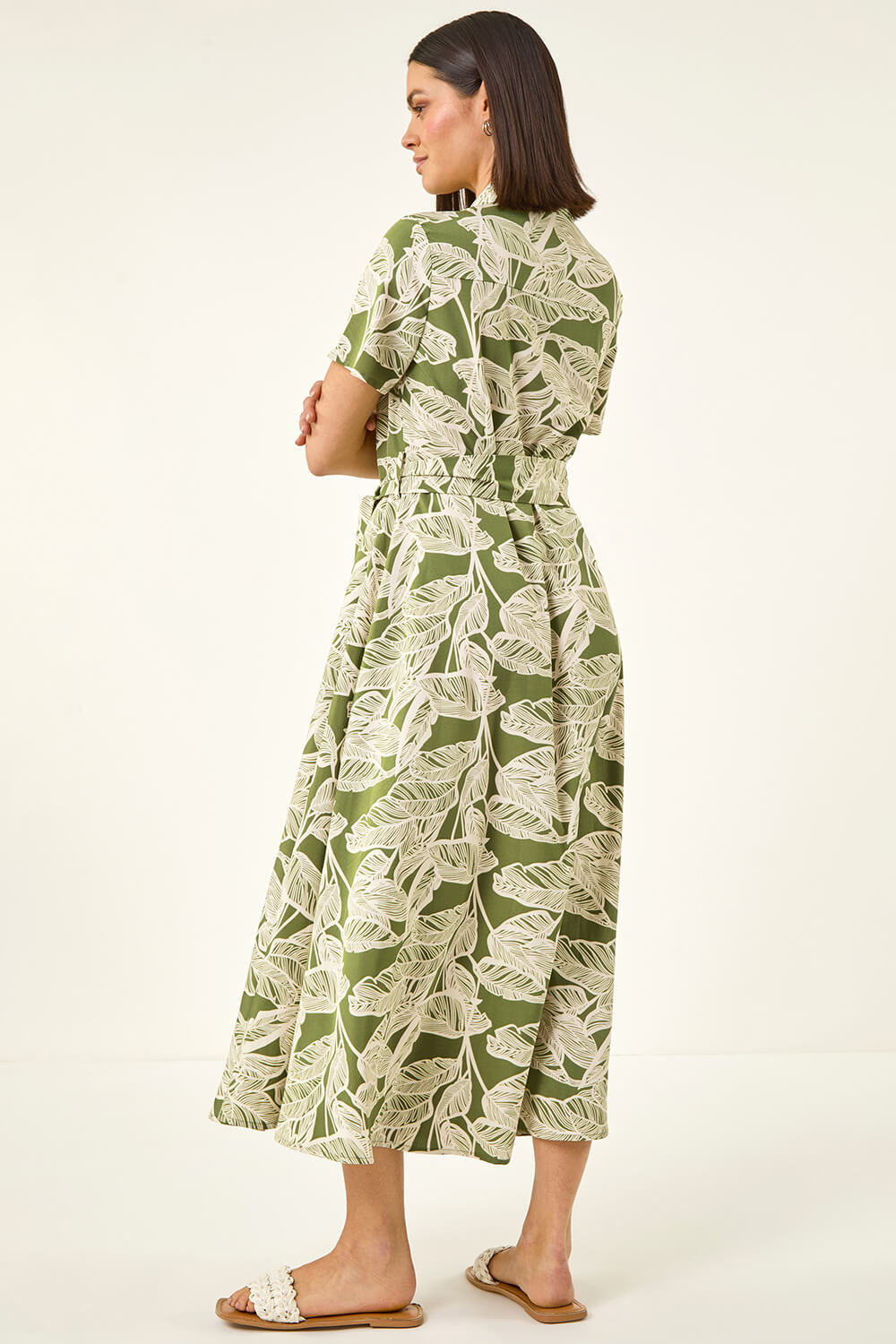 Green Leaf Print Belted Shirt Dress | Roman UK Green Leaf Print Belted Shirt Dress | Roman UK