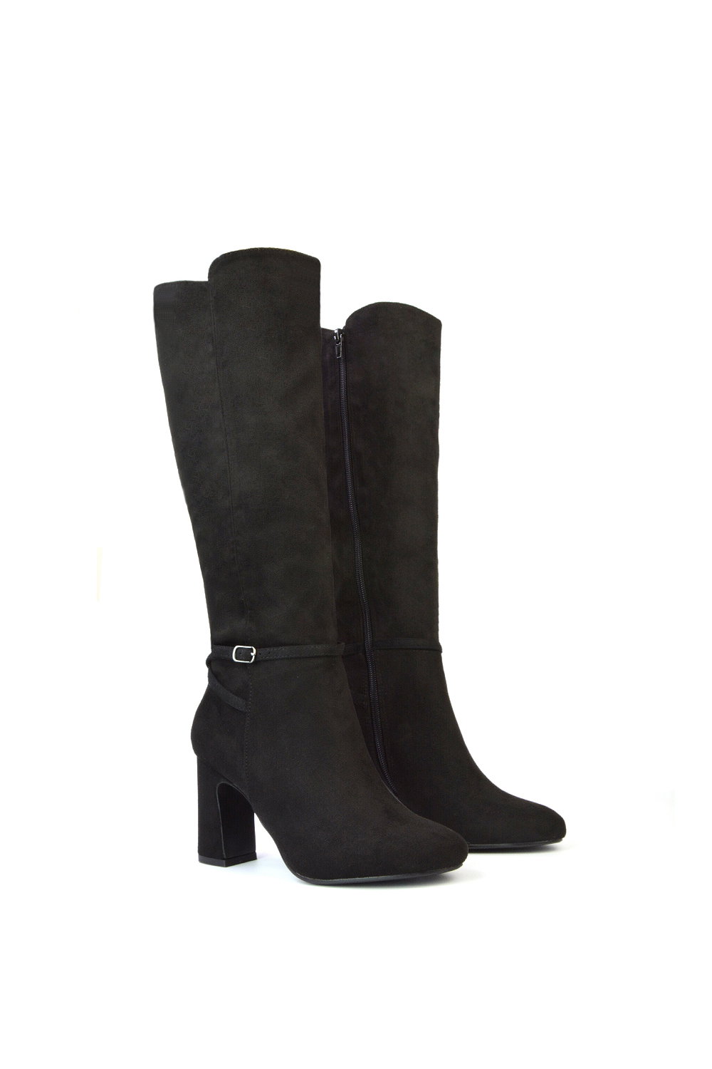 Black 'Olly' Knee High Boots With Block Mid Heel, Image 2 of 5