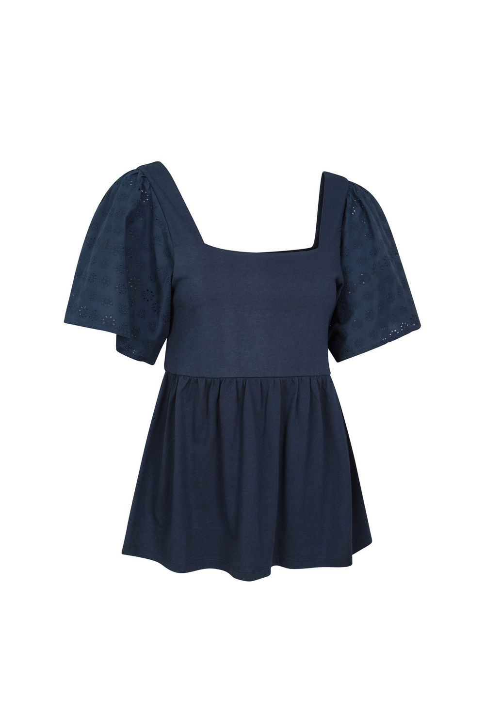 Navy Verona Broderie Sleeve Top, Image 4 of 4