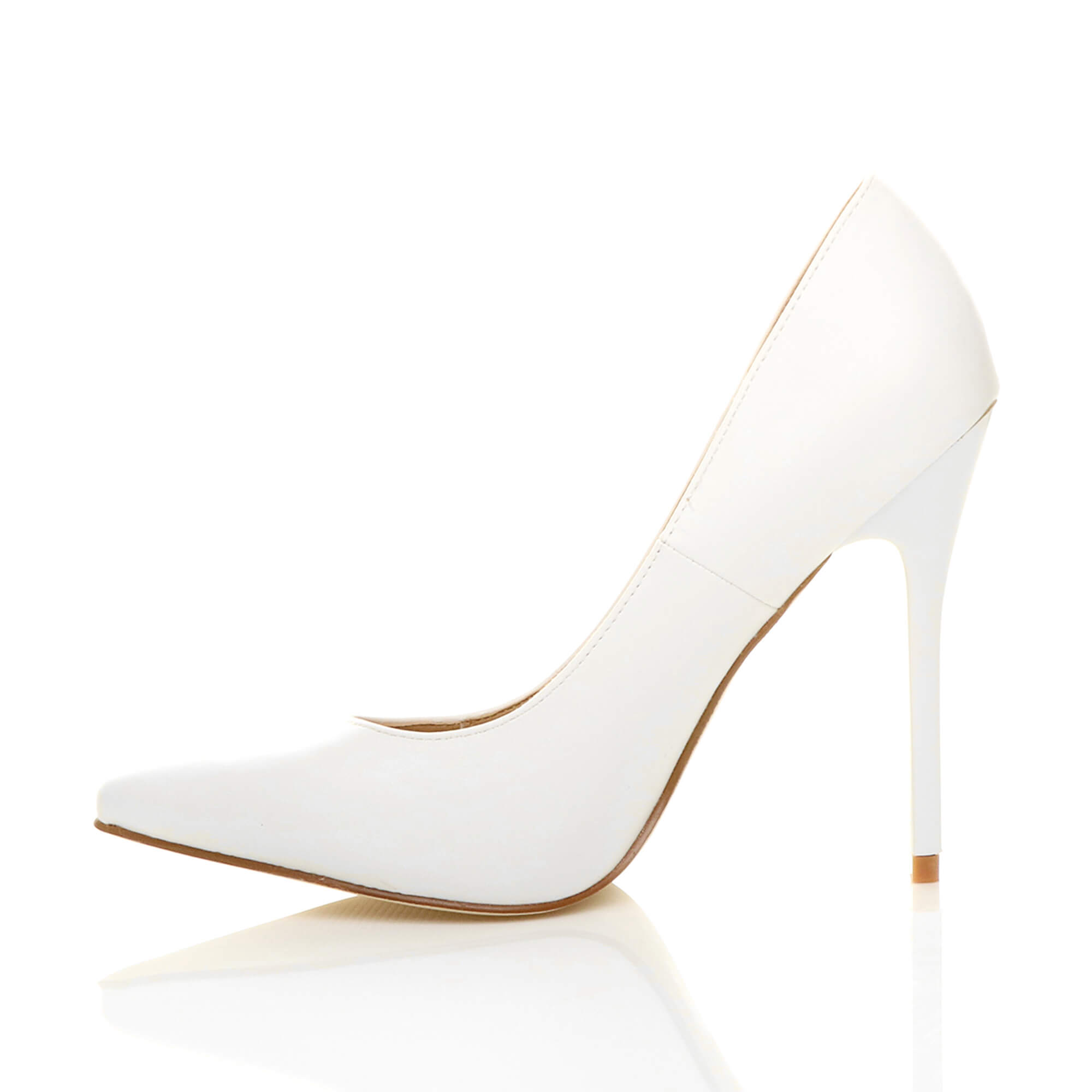 White AJVANI White High Heel Stiletto Pointed Toe Court Shoes, Image 3 of 6