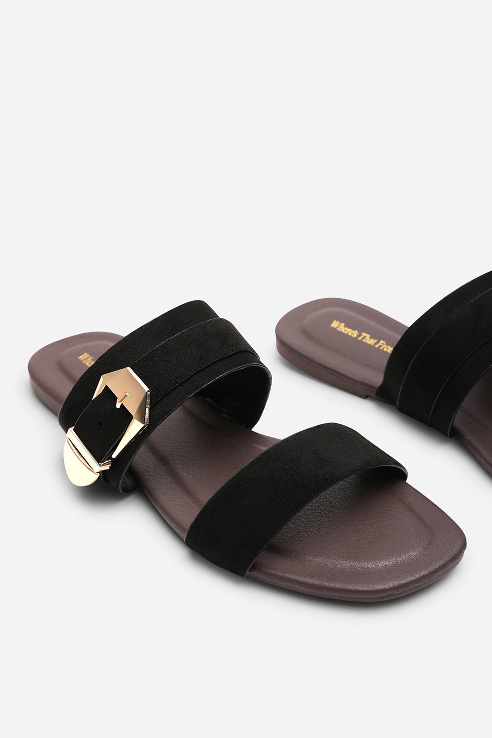 Black Orlina Two Strap Side Buckle Sandal, Image 5 of 5