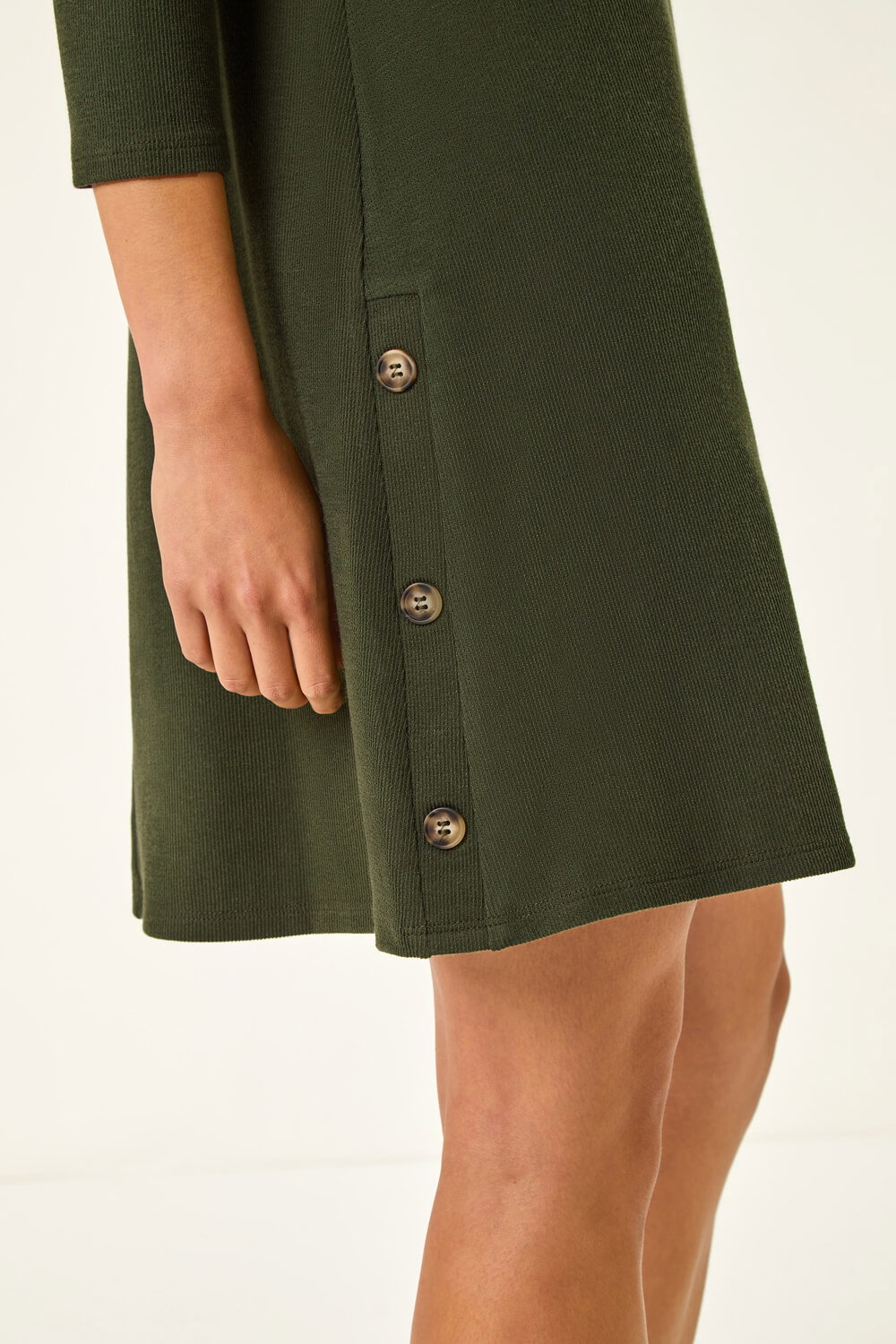 KHAKI Petite Buttoned Stretch Dress, Image 6 of 5