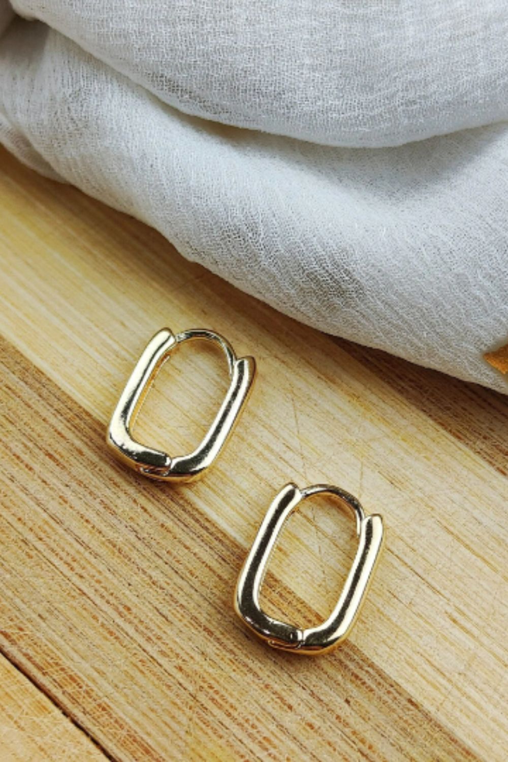 Gold Sterling Silver U-Shape Huggie Hoop Earrings, Image 1 of 1