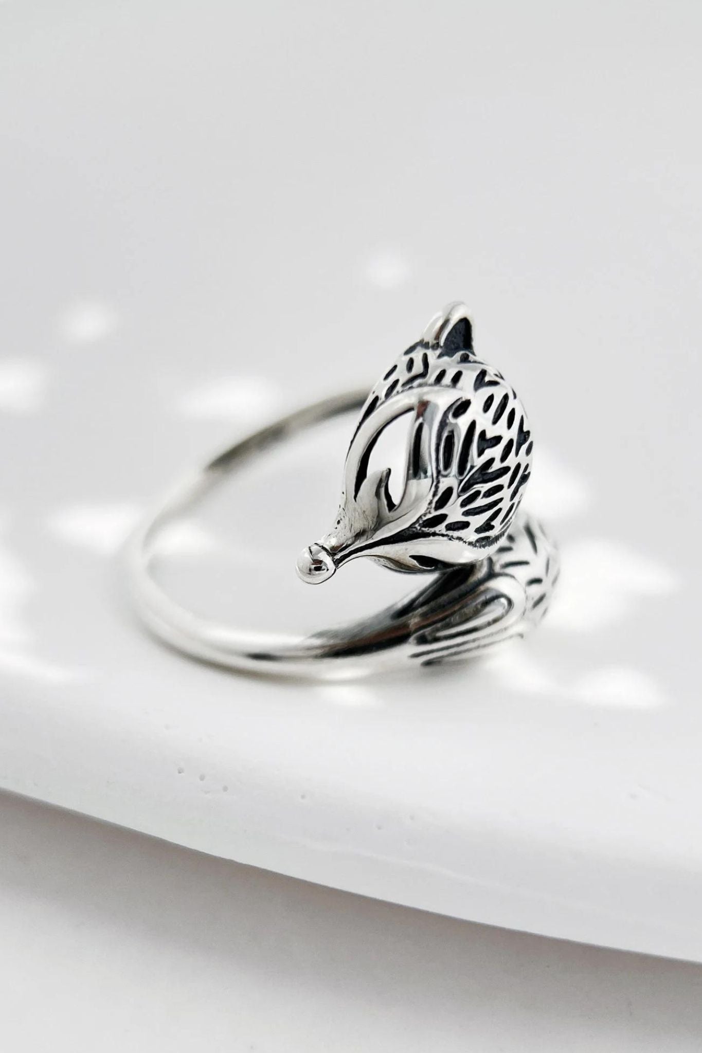 Silver Sterling Silver Fox Adjustable Ring, Image 4 of 4