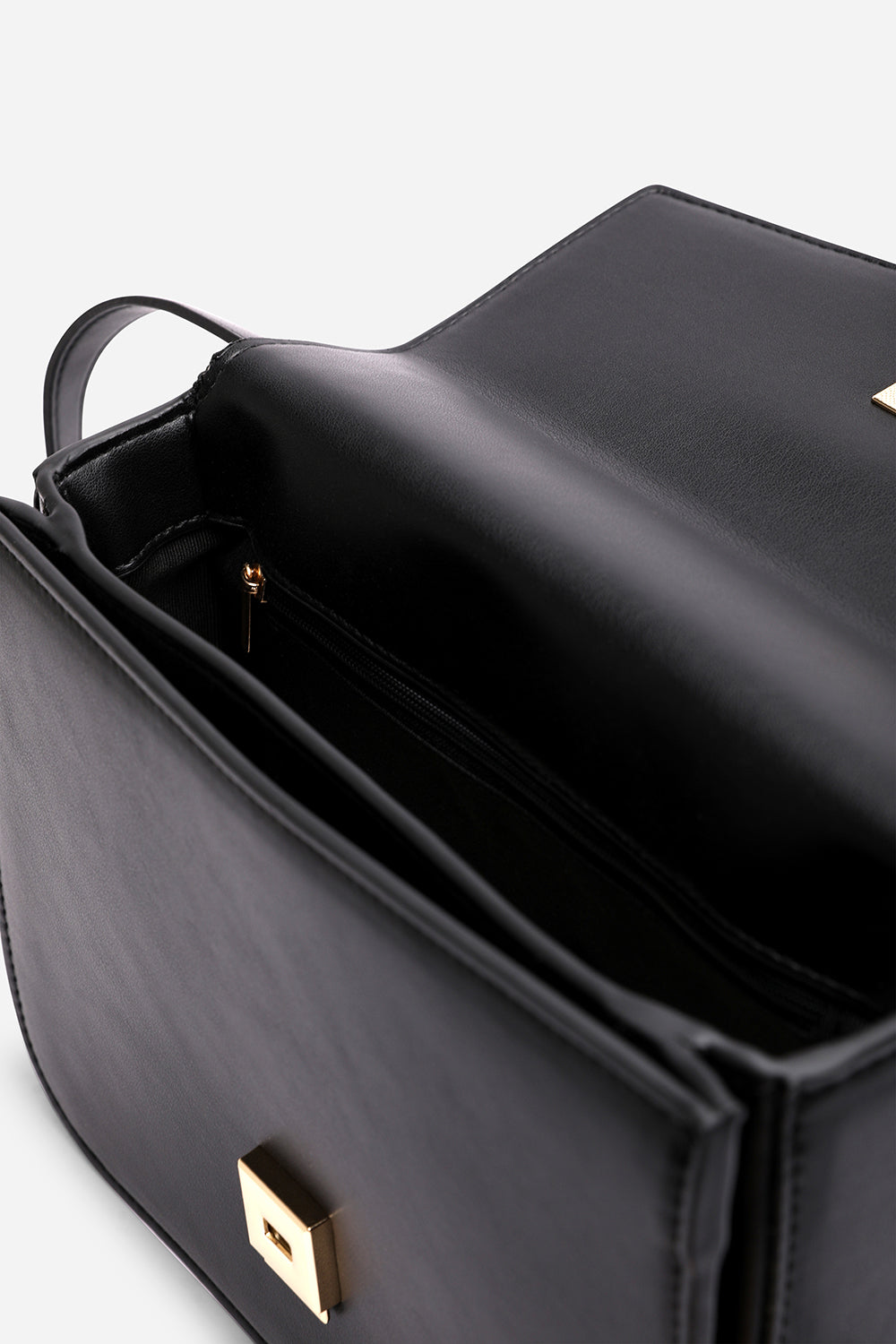 Black Delrio Gold Clasp Cross Body Tofu Bag, Image 6 of 7
