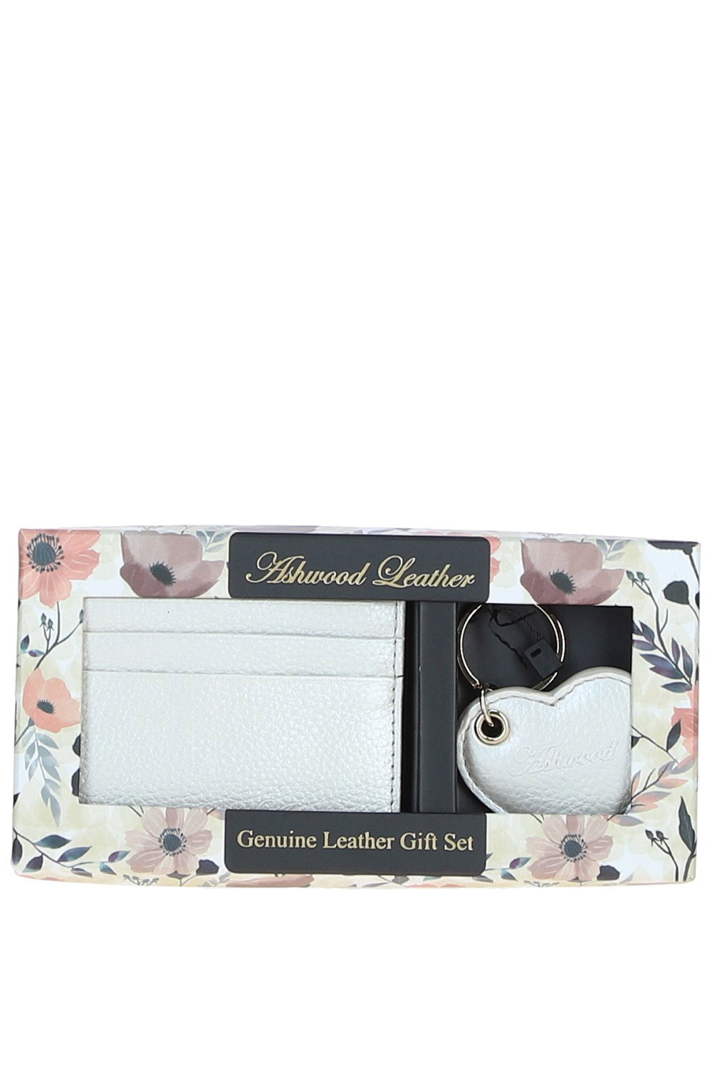 Silver Real Leather Card Holder & Key Ring Gift Set, Image 2 of 5