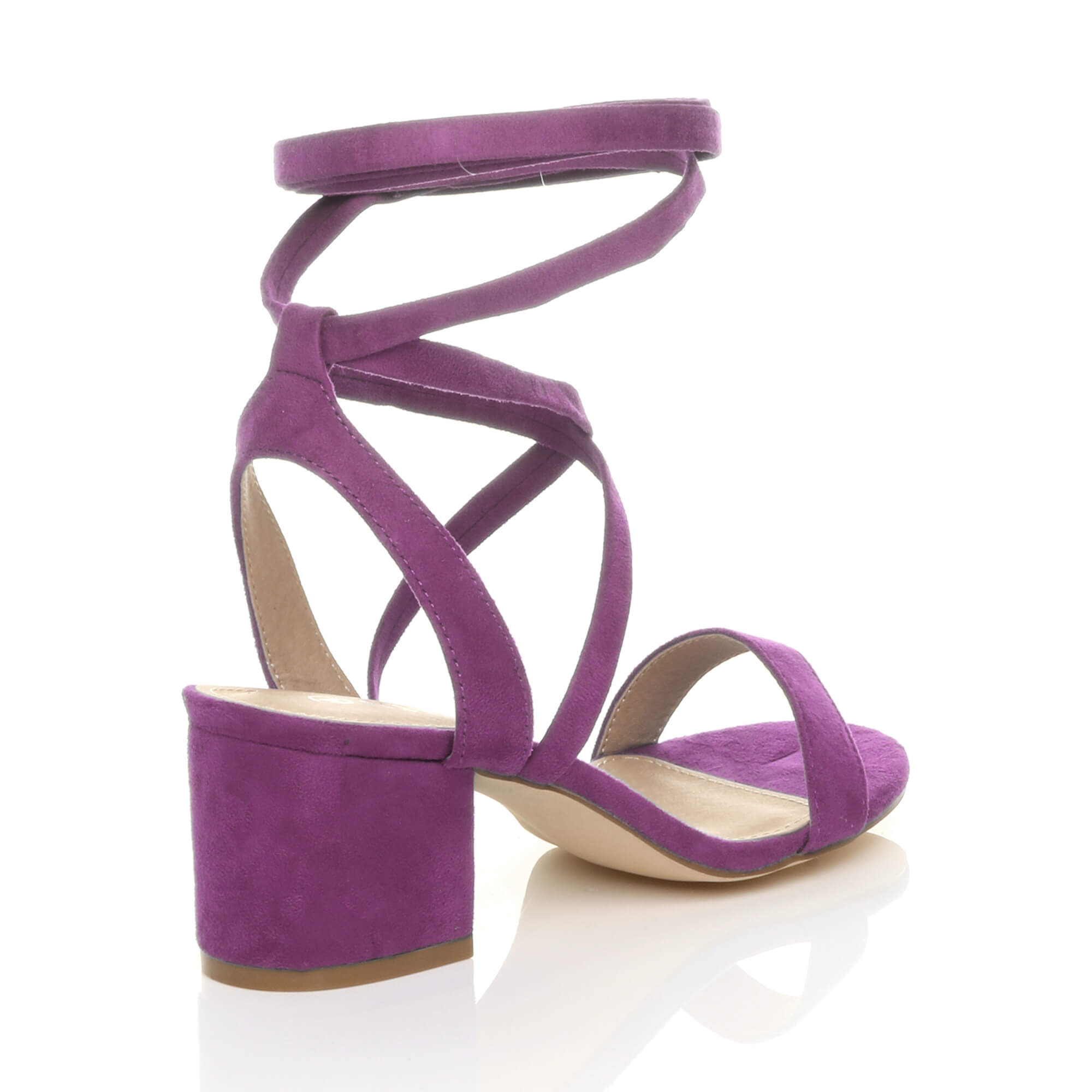 Purple AJVANI Purple Mid Block Heel Tie Up Sandals, Image 4 of 6