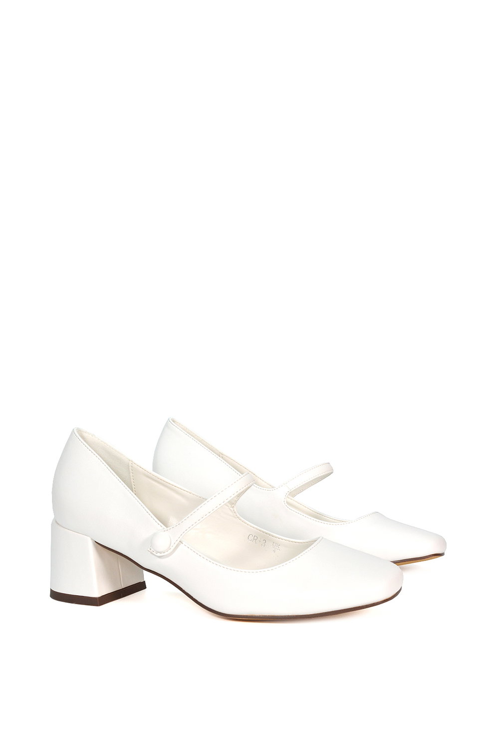 White 'Leneka' Mary Jane Low Block Heel Court Shoes