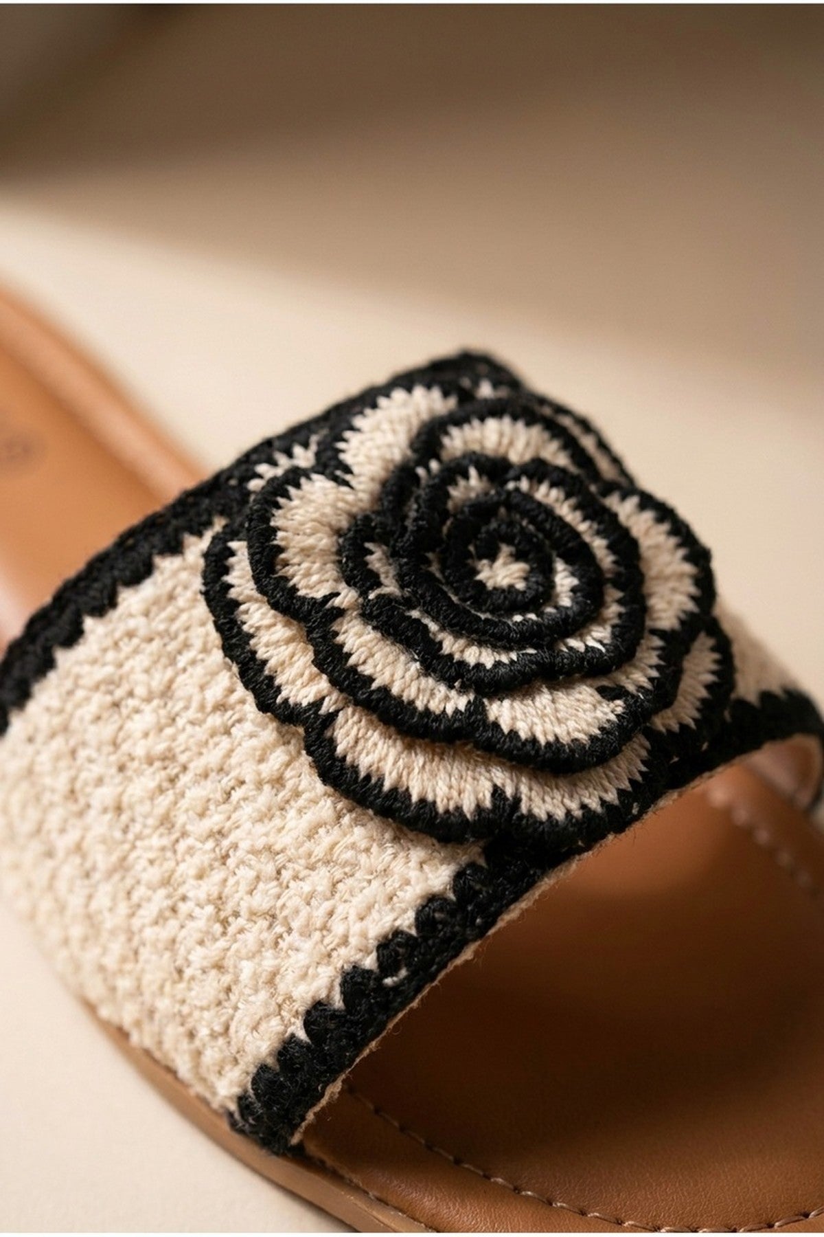Black iKrush Black Iris Womens Embroidered Flower Slide Sandals, Image 2 of 3