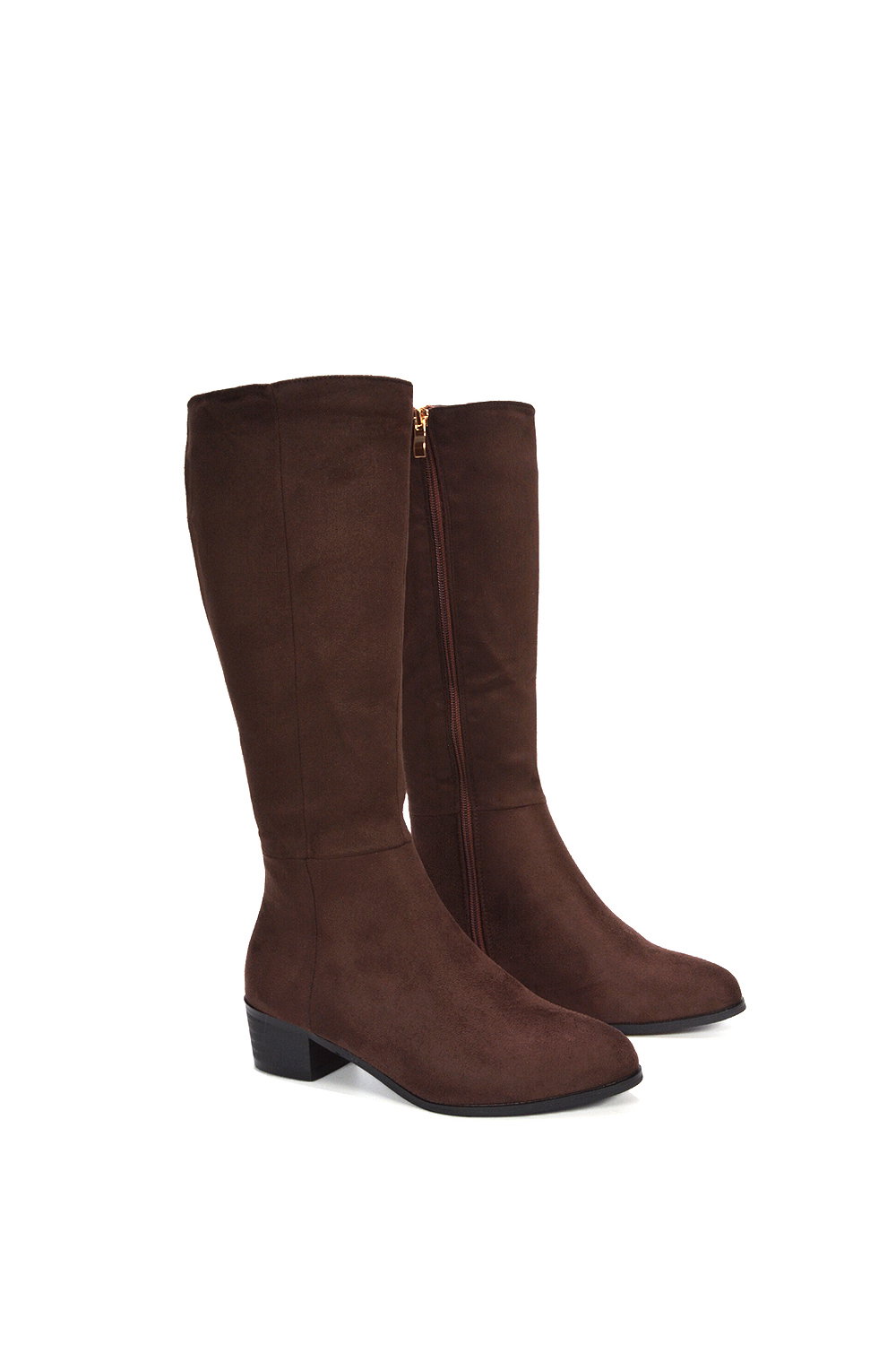 Brown ‘Anne’ Knee High Boots with Low Block Heel, Image 5 of 6