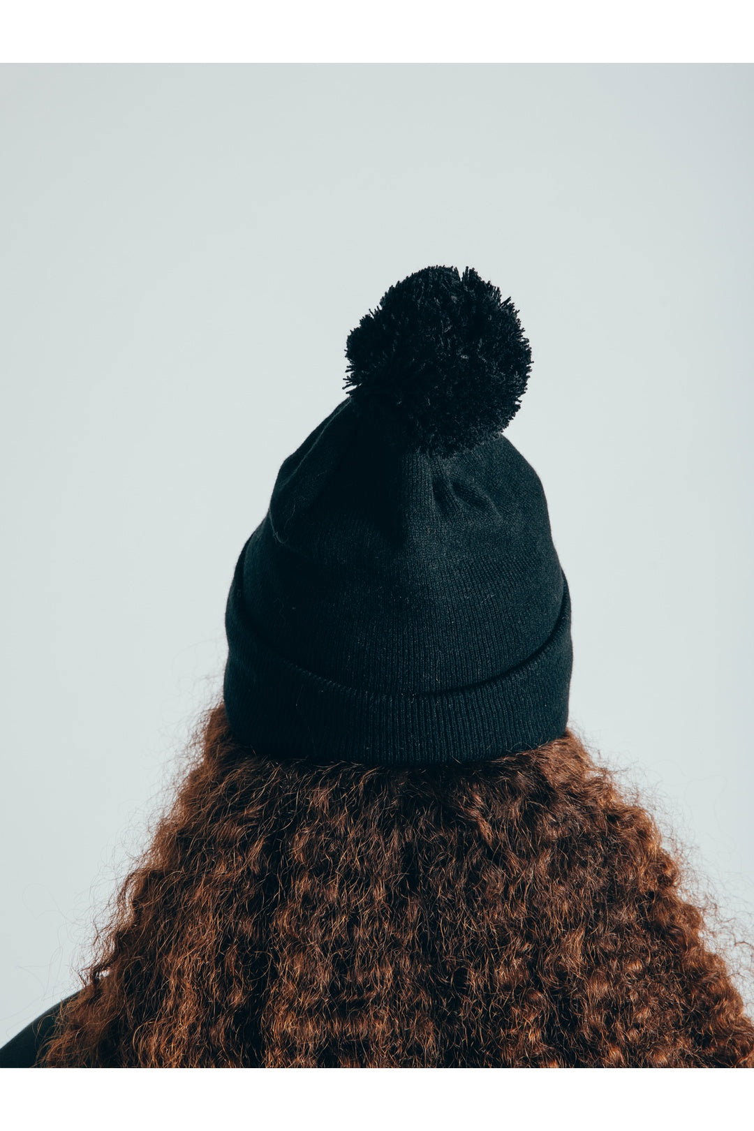 Dark Grey Knitted Pom Pom Beanie in Black, Image 4 of 7
