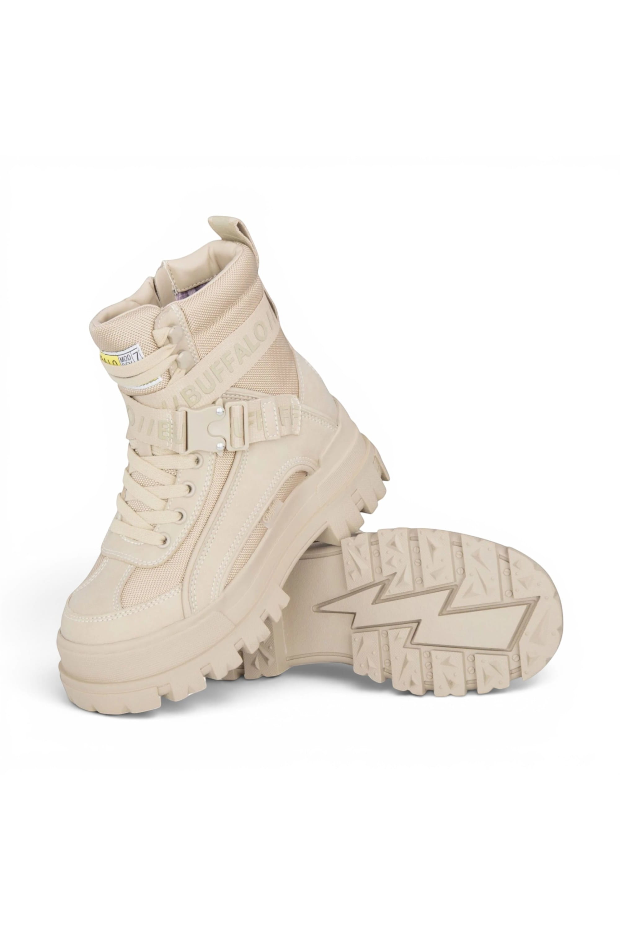 White Womens Combat High Ankle Boots-ASPHA-COM, Image 4 of 7