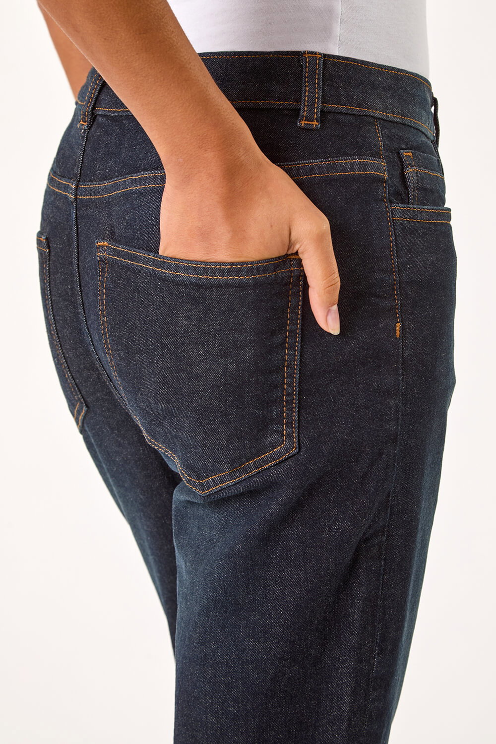 Indigo Slim Leg Turn Up Stretch Jeans, Image 6 of 5