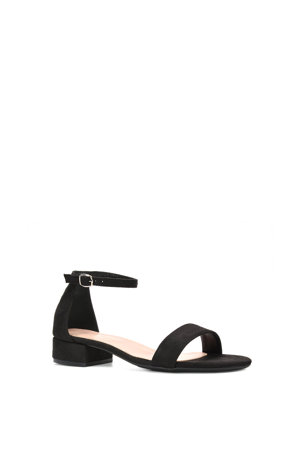 Black XY LONDON Black 'Tate' Low Block Heel Sandals With Ankle Strap, Image 2 of 6