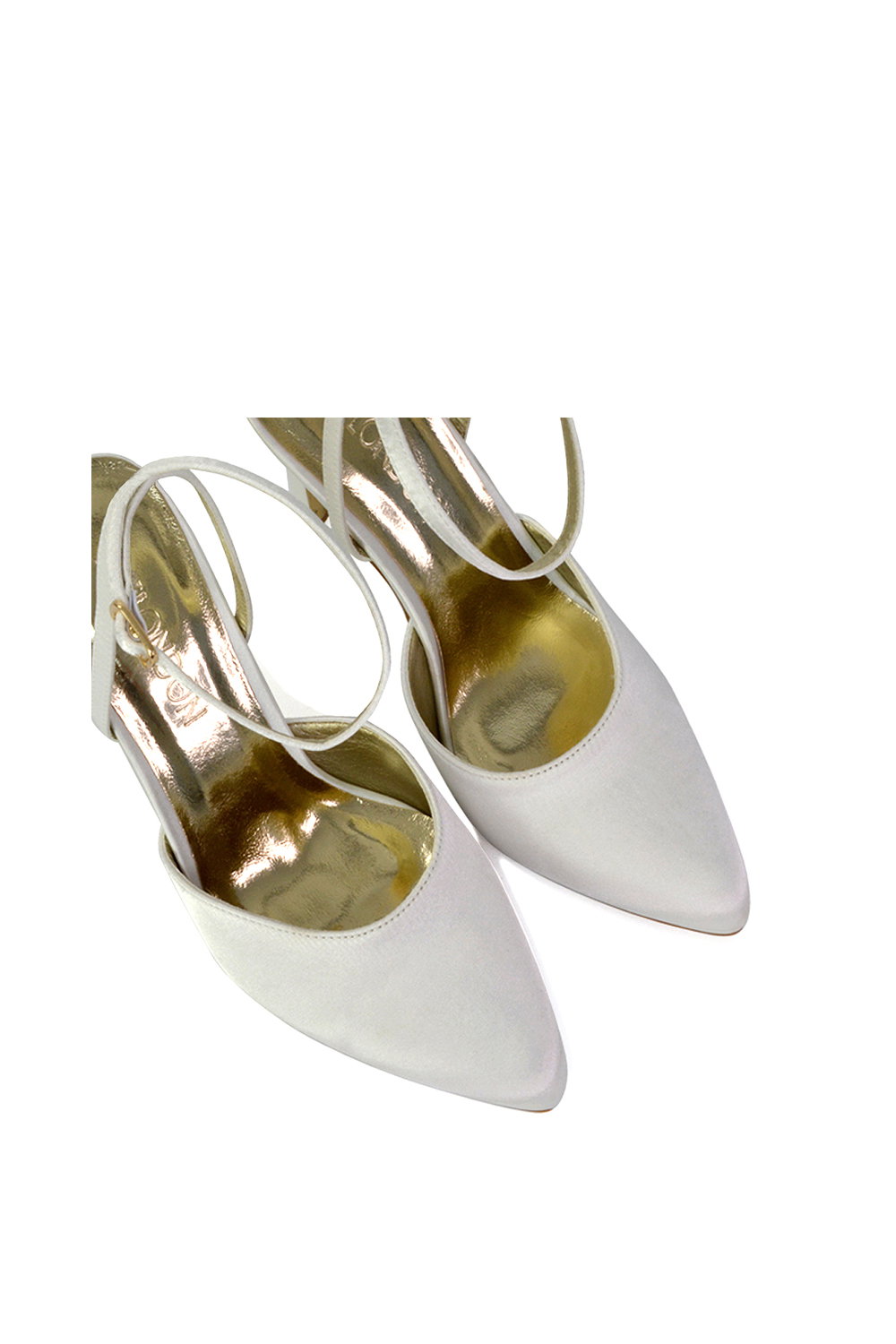 Ivory XY LONDON Ivory 'Liliane' 2 Part Pointed Toe Satin Shoes Stiletto Heel, Image 5 of 5
