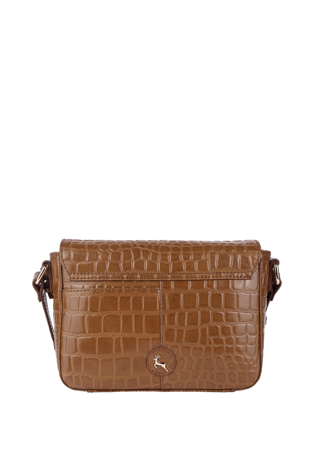 Tan Ashwood Leather Tan 'Elegance' Croc Embossed Leather Cross Body Bag, Image 5 of 5