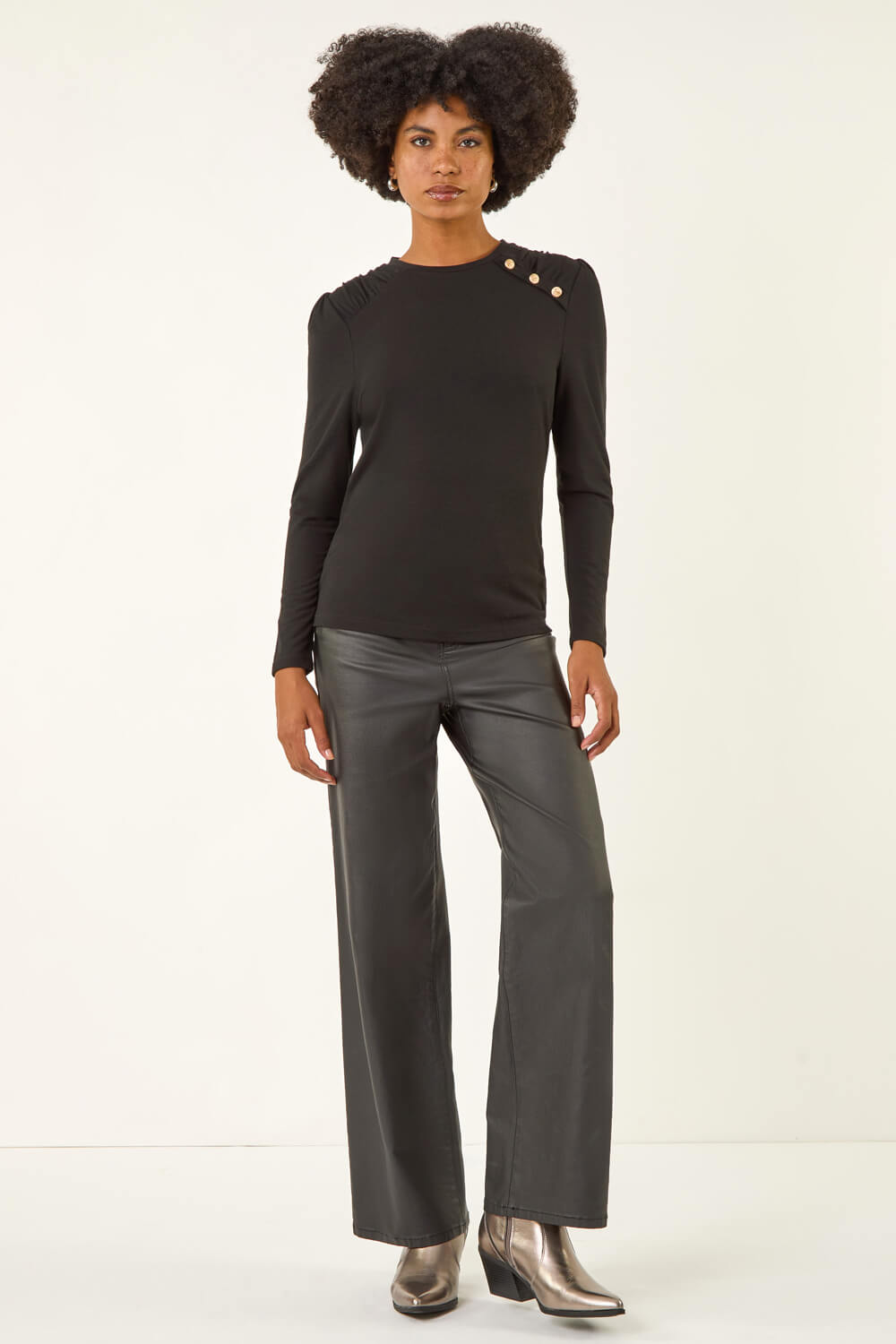 Women's Ruched Knit Cap Sleeve Top - A New Day™ Black M