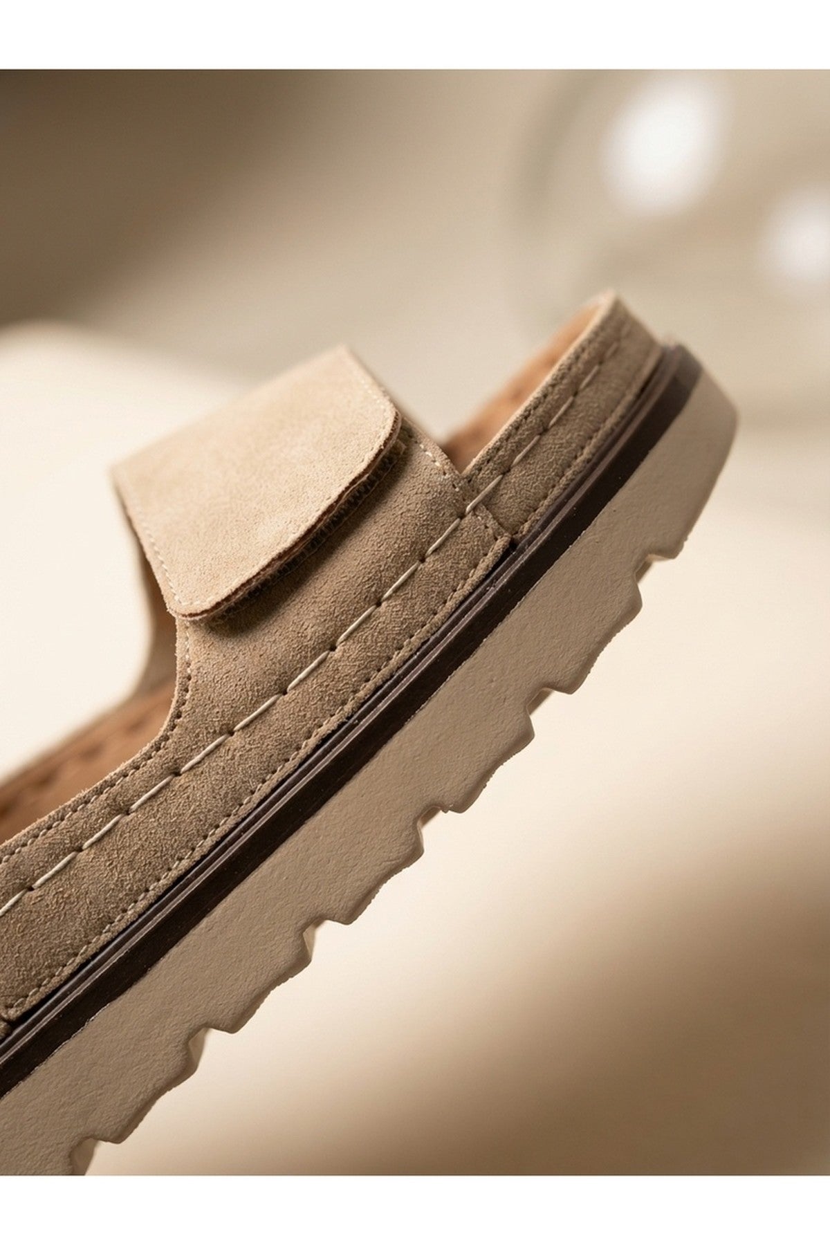 Beige iKrush Beige Violet Suede Platform Sandals, Image 4 of 8