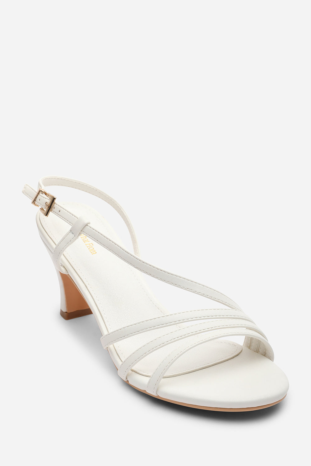 White 'Mykonos' Mutli Strap Slingback Low Block Heel, Image 3 of 6