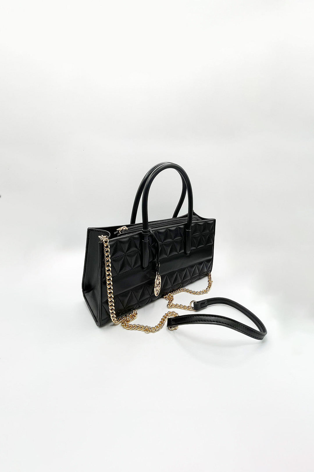 Black Faux Leather Luxe Quilted Crossbody Bag, Image 4 of 5
