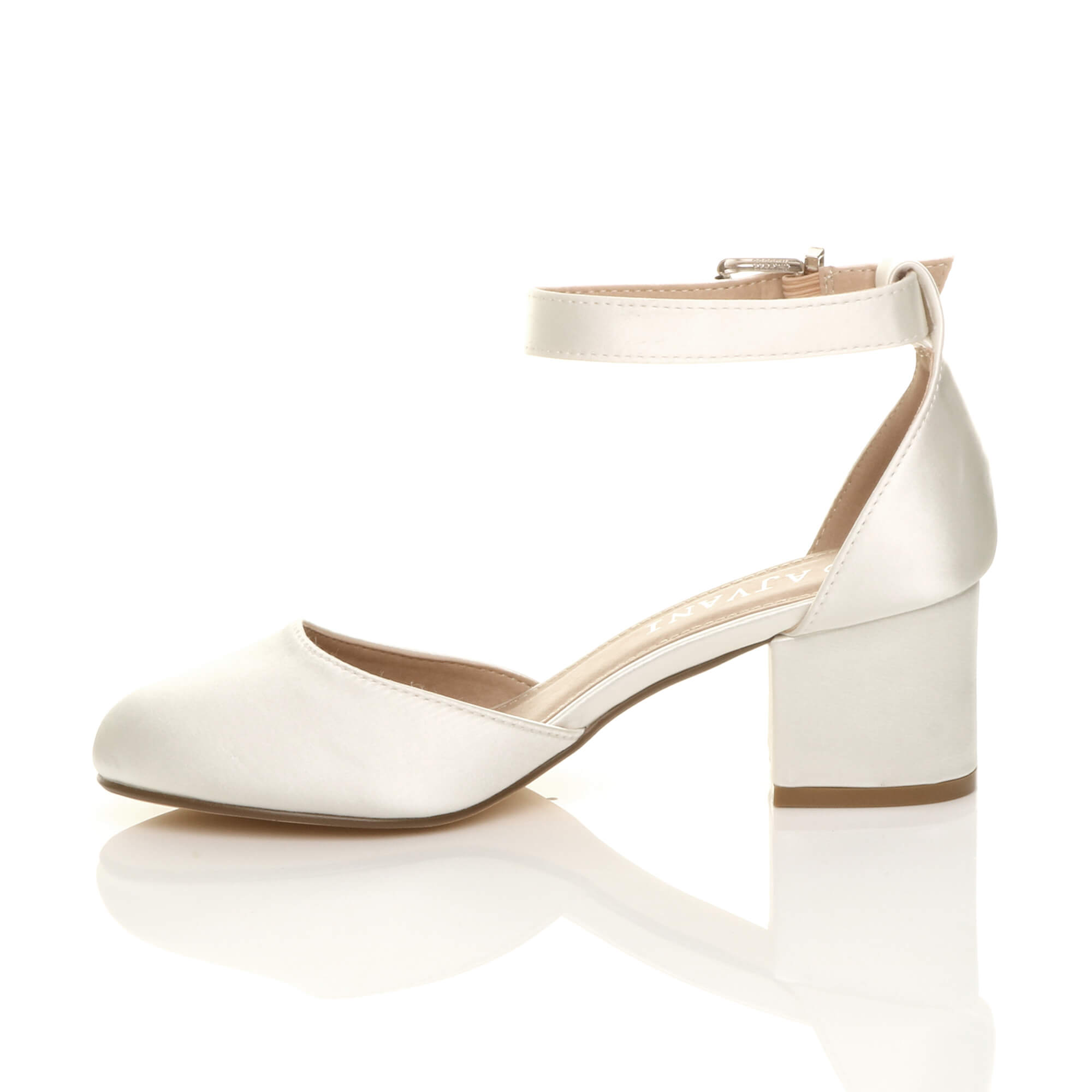 Ivory AJVANI Ivory Mid Block Heel Ankle Strap 2 Part Heels, Image 3 of 6