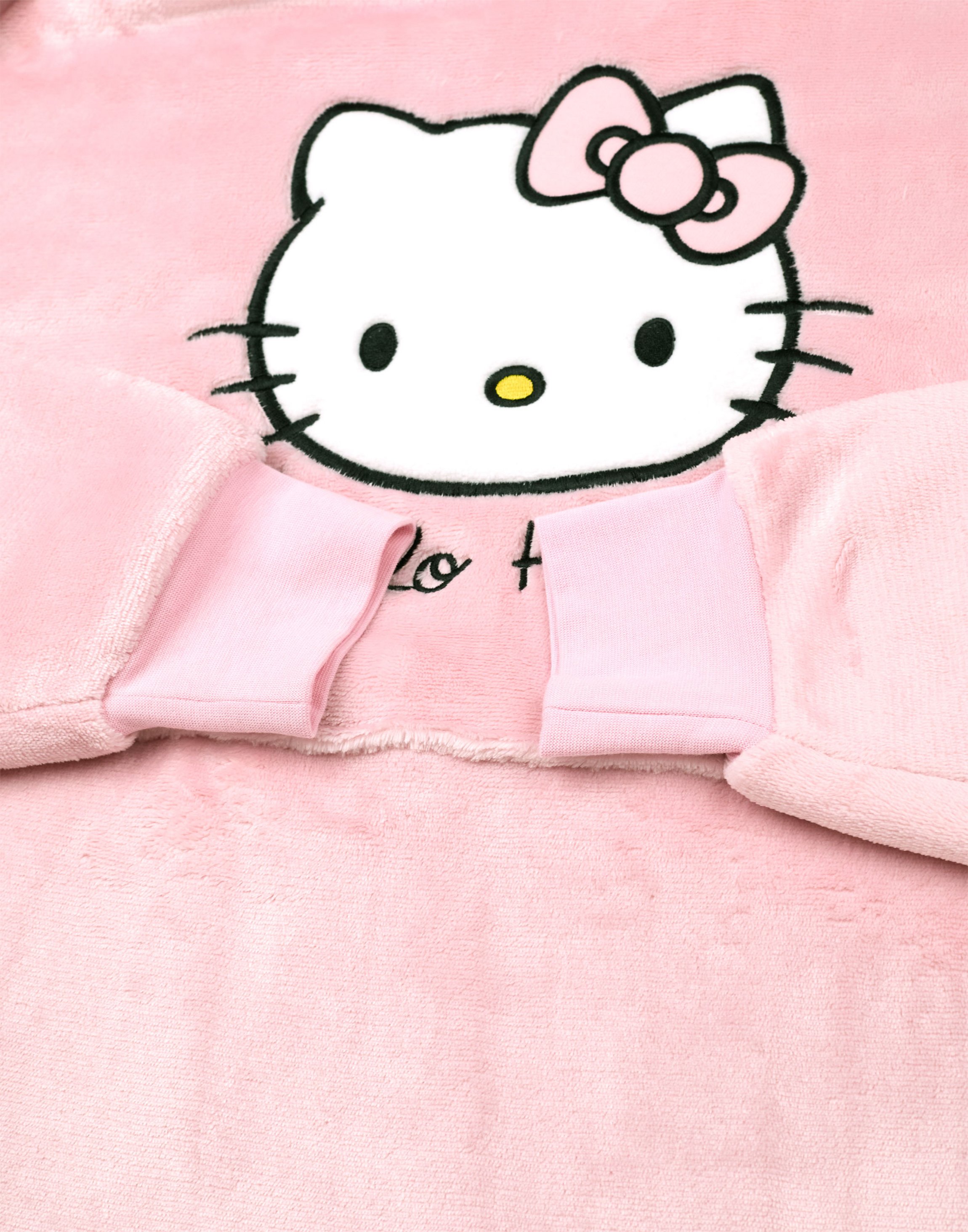 Pink Hello Kitty Character Face One Blanket Hoodie, Image 6 of 6