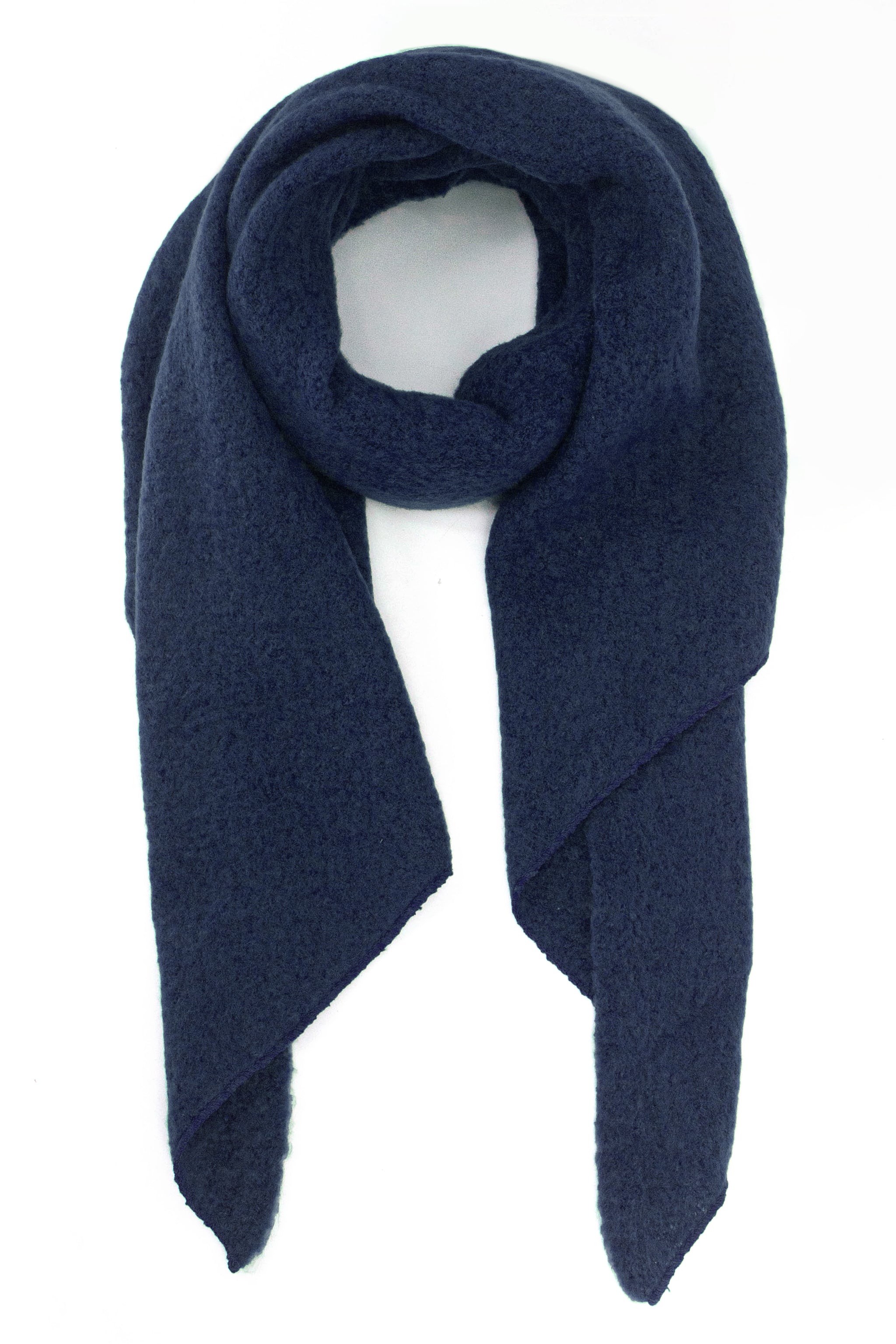 Navy Blue Plain Heavyweight Asymmetric Winter Scarf, Image 1 of 4