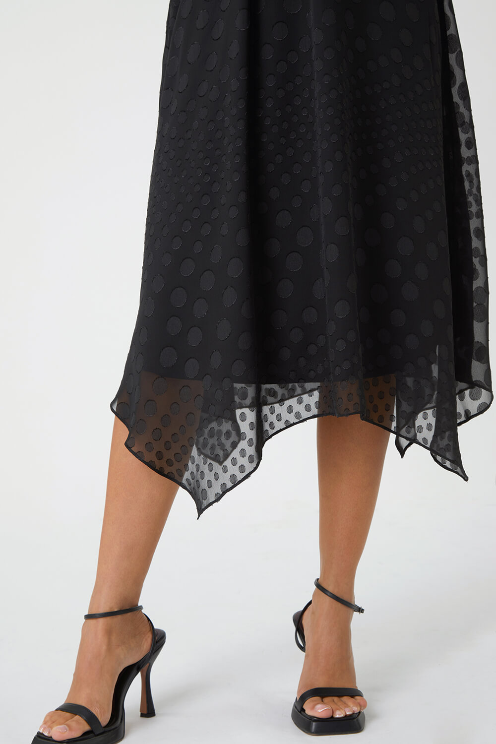 4612184 Black Polka Dot Chiffon Top Dress
