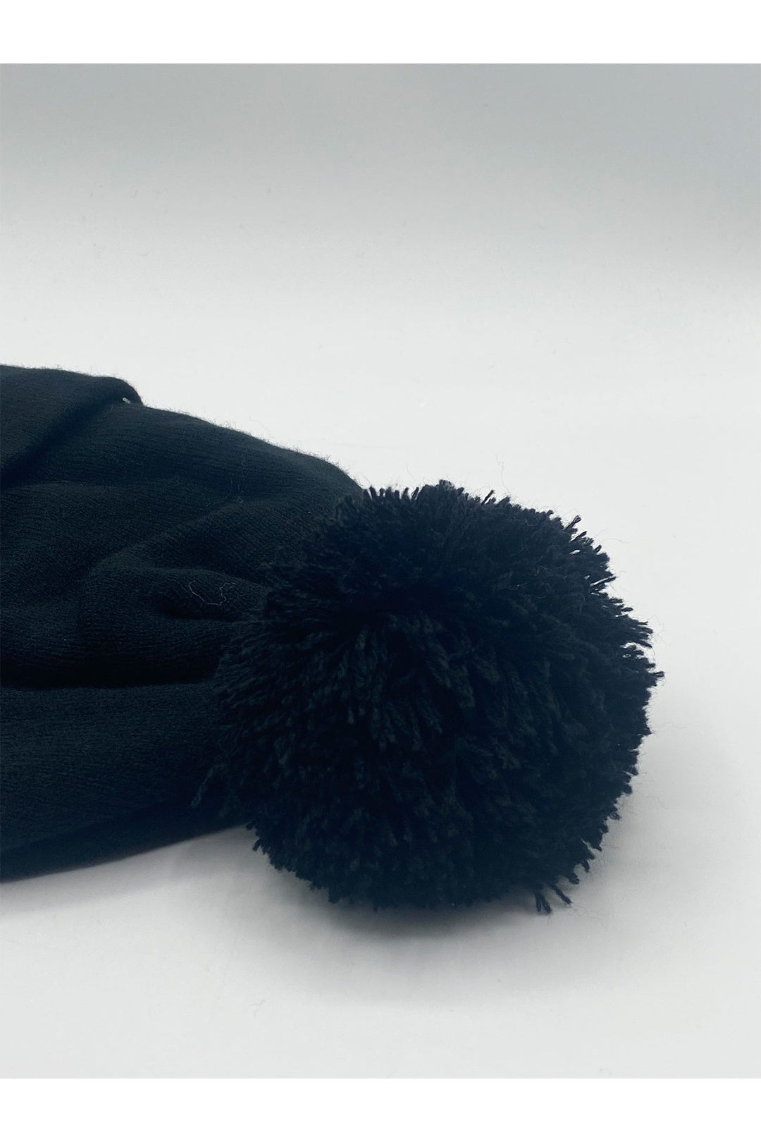 Dark Grey Knitted Pom Pom Beanie in Black, Image 6 of 7