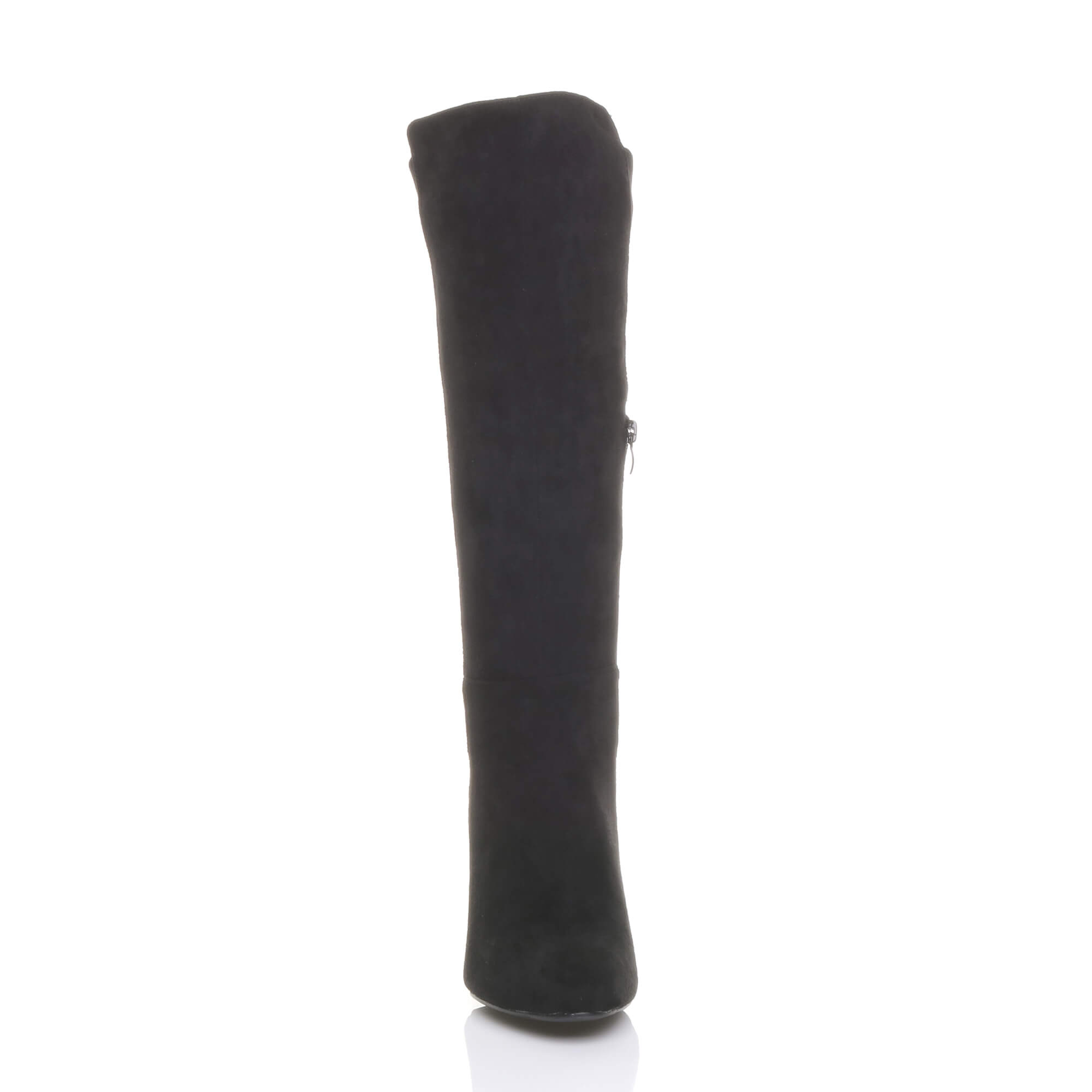 Black AJVANI Black High Block Heel Stretchy Calf Boots, Image 5 of 5