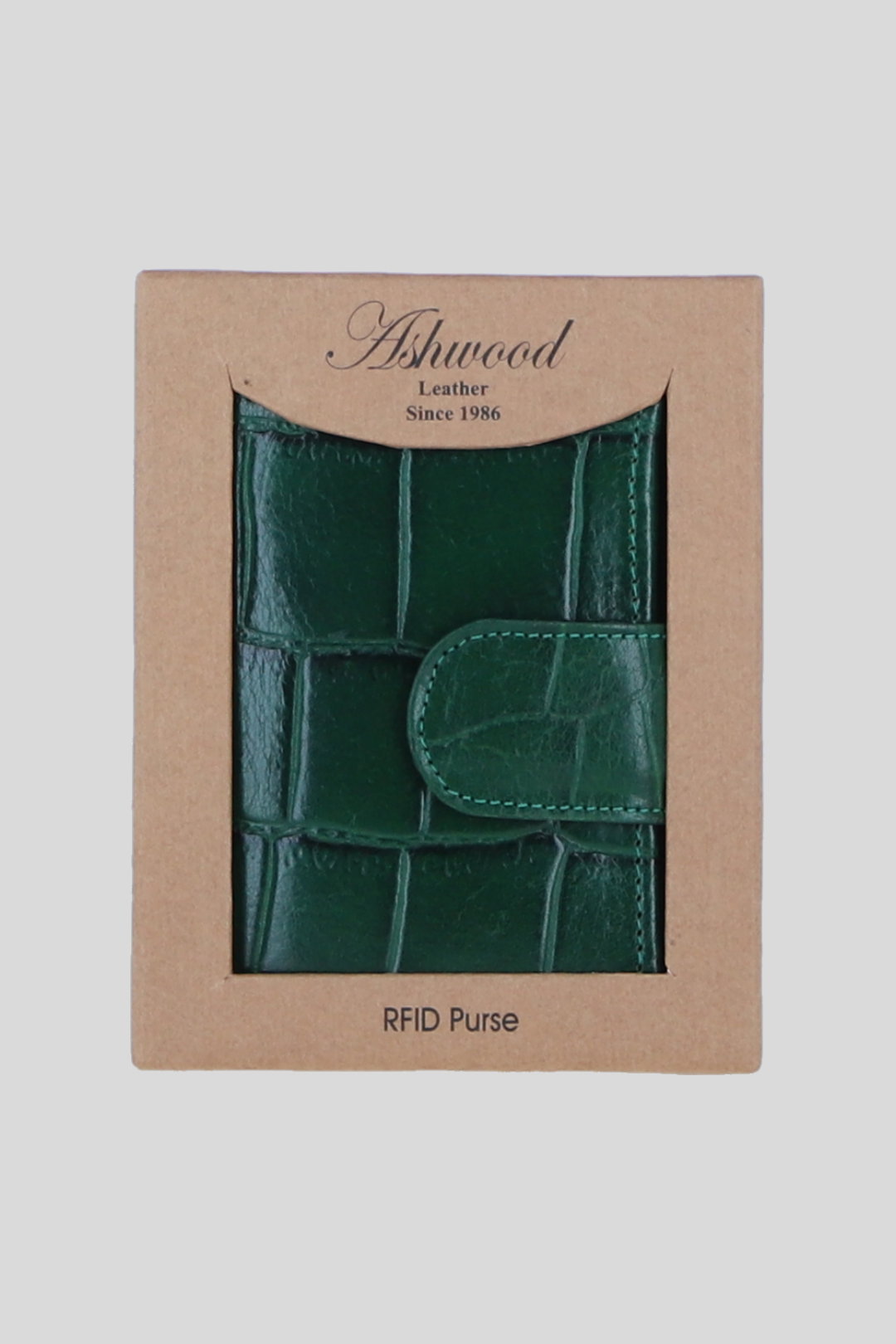 Green Real Leather RFID Protected Trifold Purse, Image 2 of 4