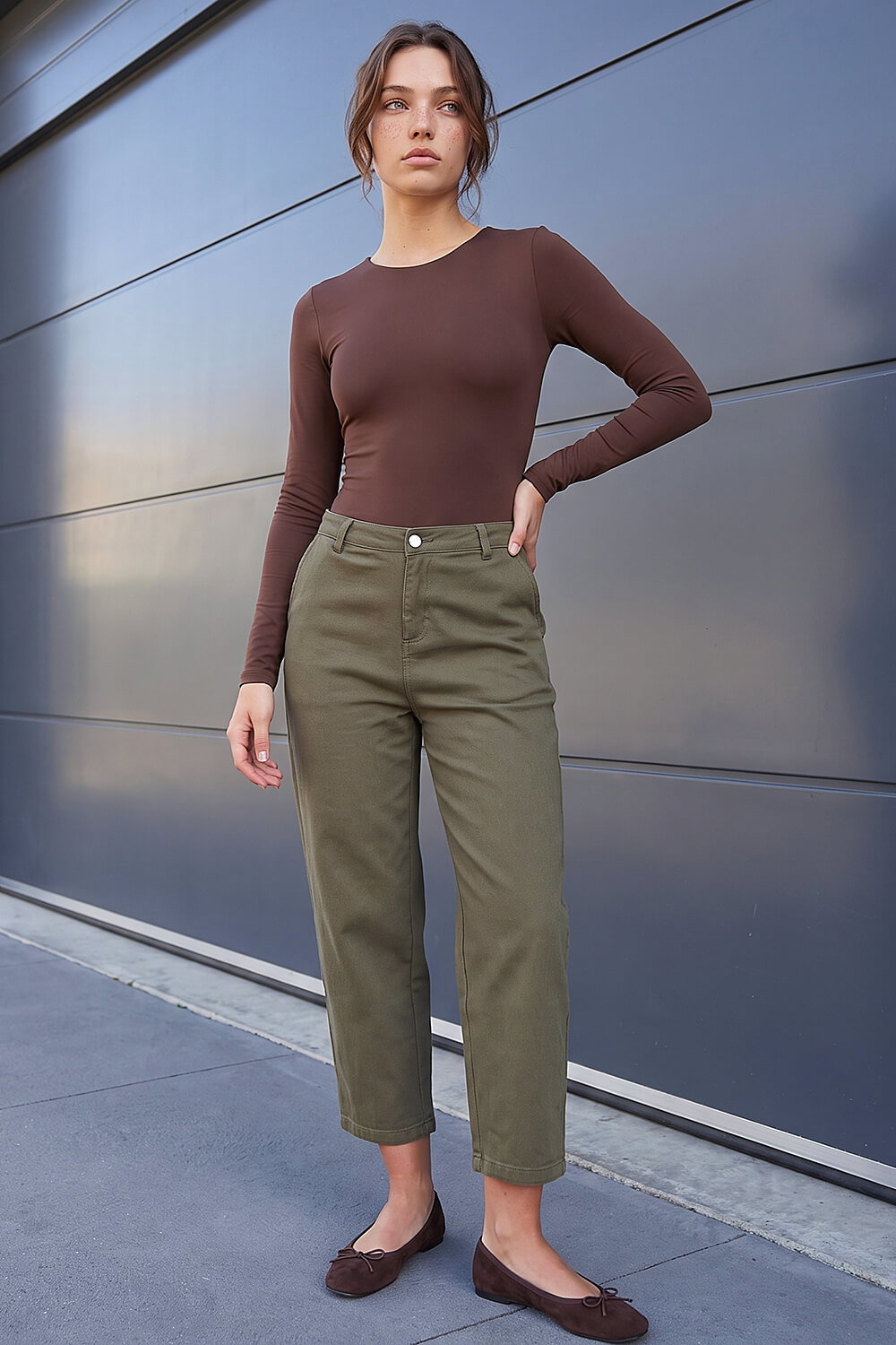 Roman Petite  Khaki Cropped Ankle Jean Size 12