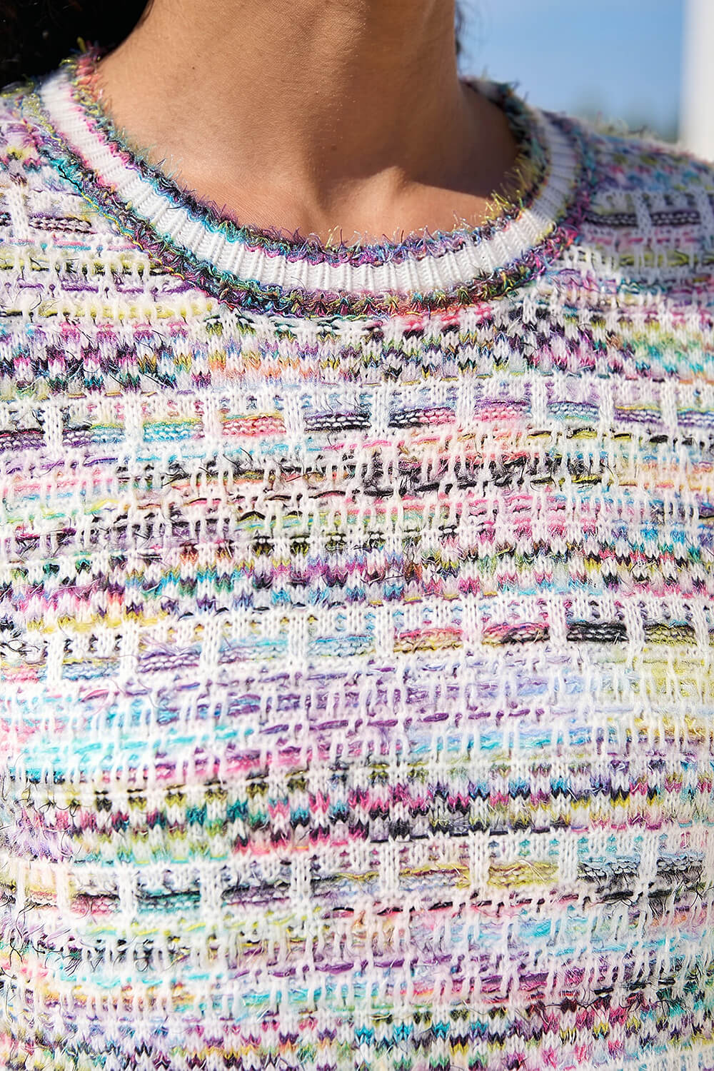 Lilac Space Dye Curved Hem Knit Jumper, Image 5 of 4