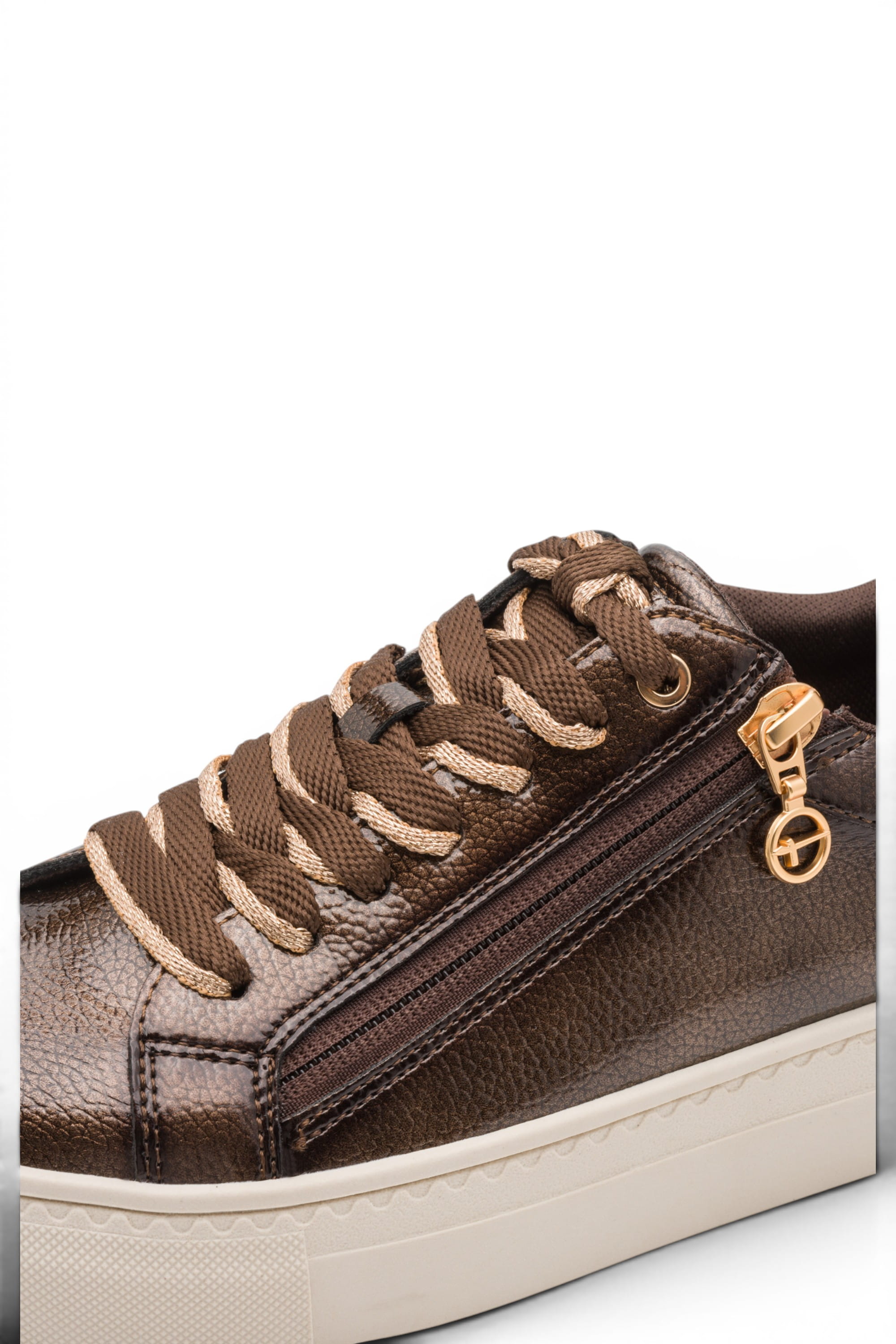 Brown Faux Leather Sneakers - 23313, Image 5 of 8