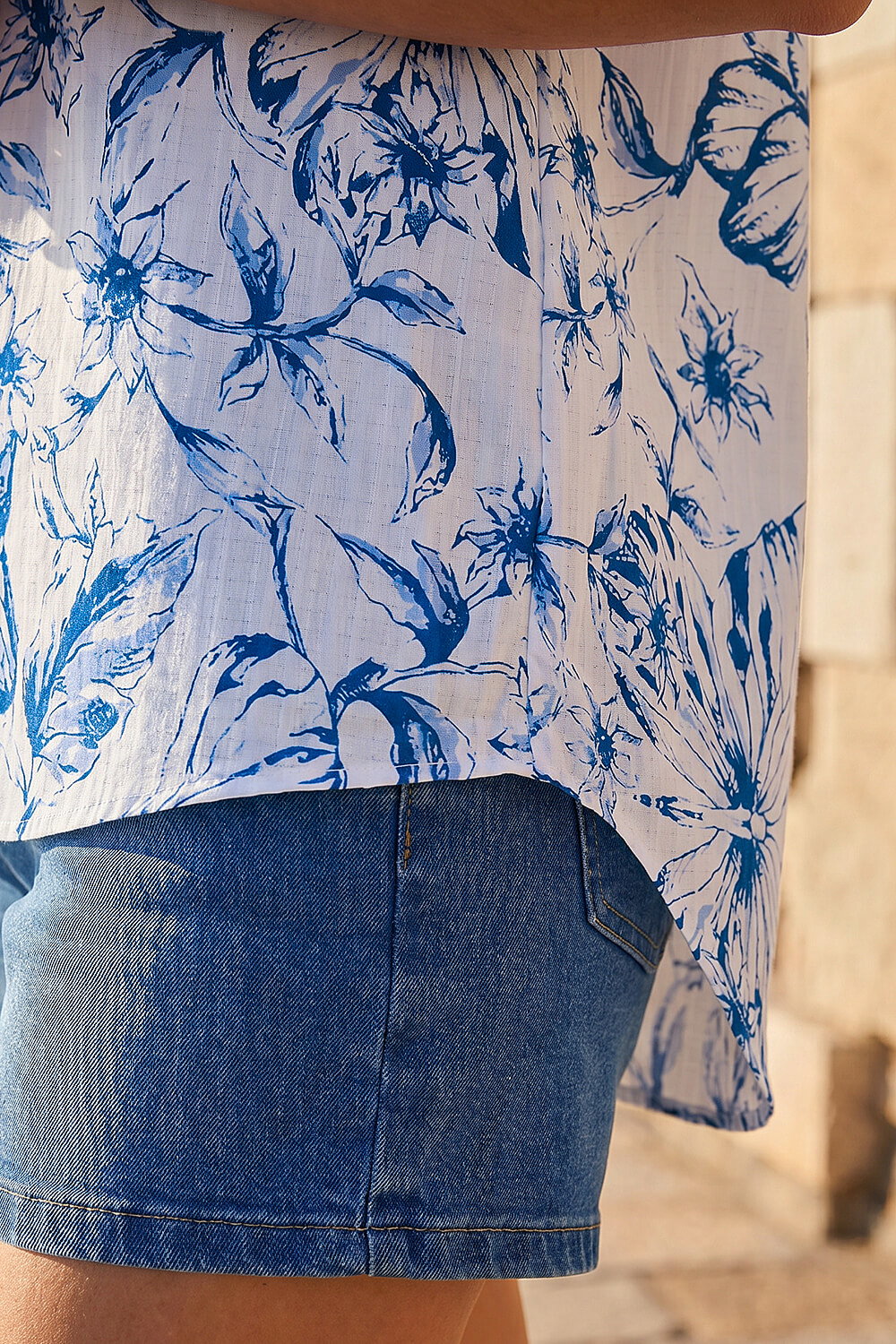 Blue Classic Floral Print Shirt, Image 5 of 4