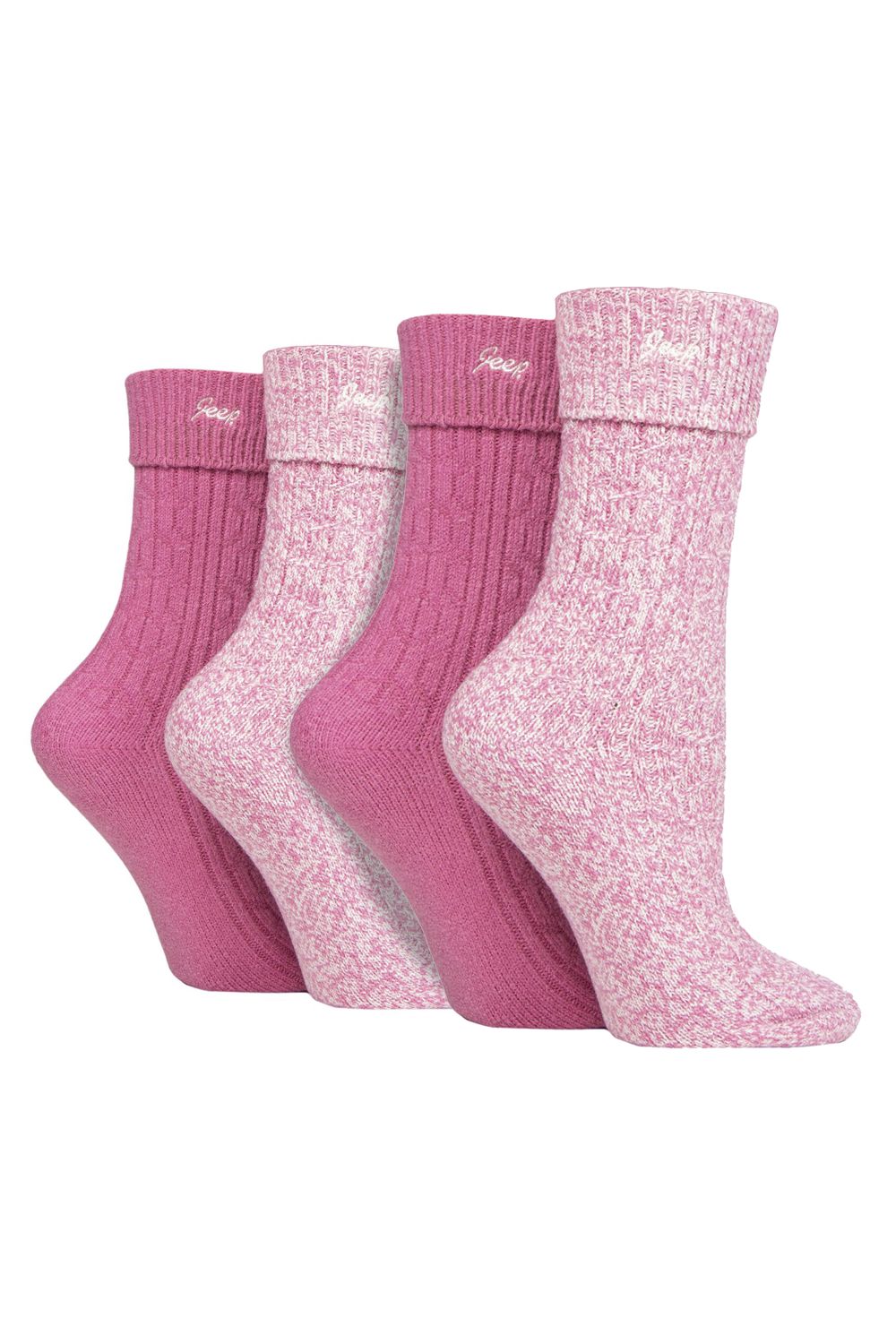 Pink 4 Pack Super Soft Walking Boot Hiking Socks, Image 1 of 3
