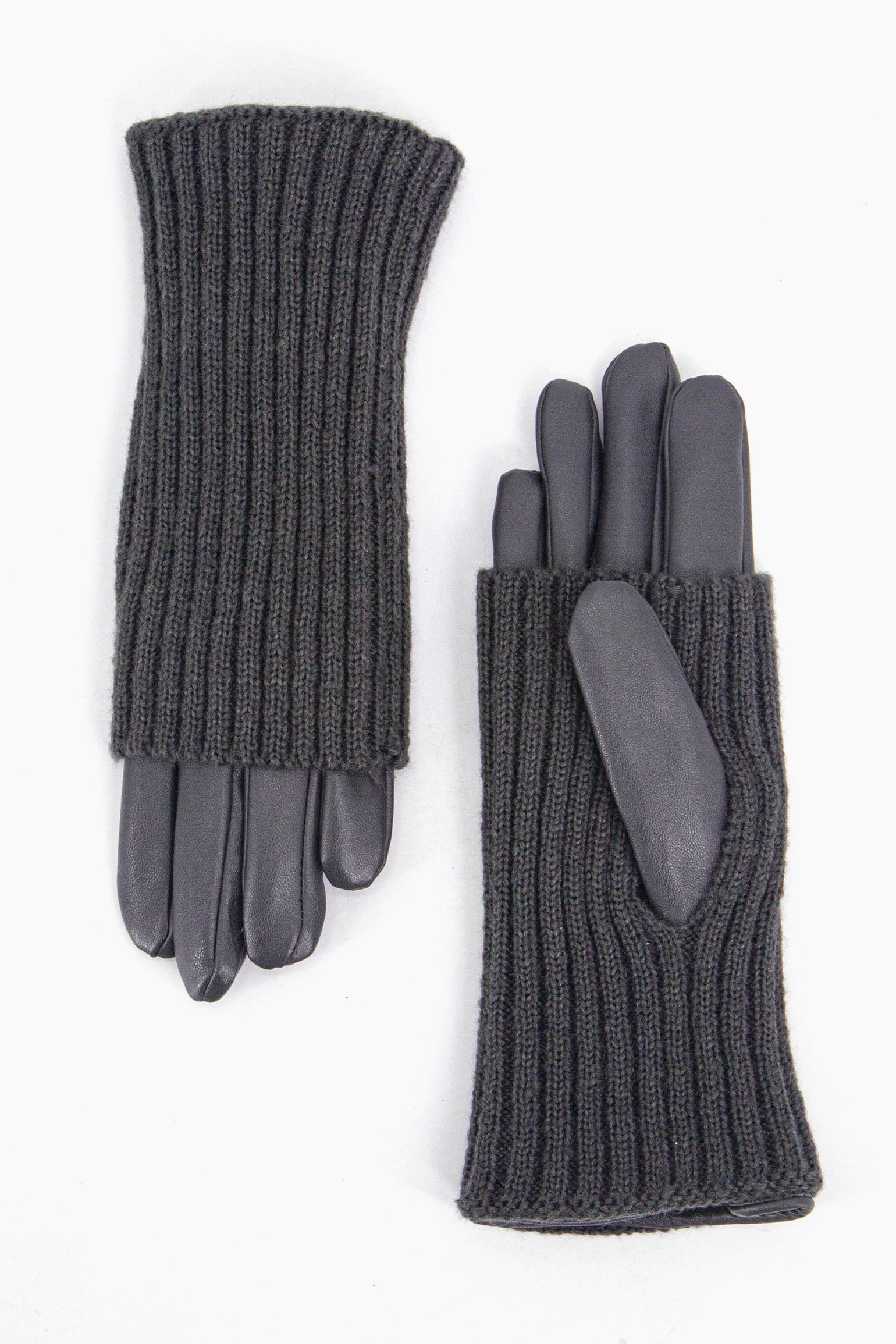 Grey Folding Cuff Winter Gloves, Image 1 of 3