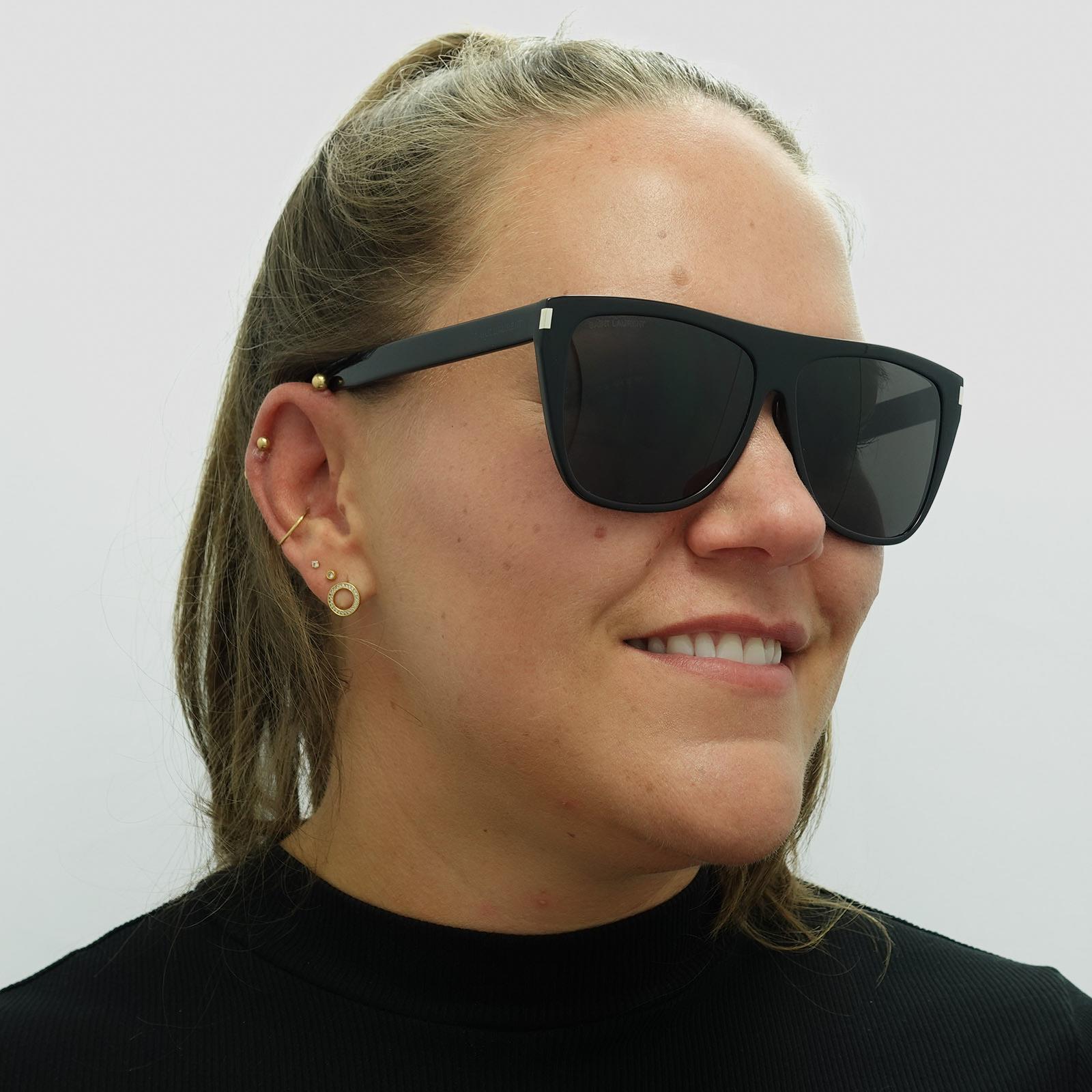 Black Saint Laurent Black Square Black Grey Smoke Sunglasses, Image 6 of 6