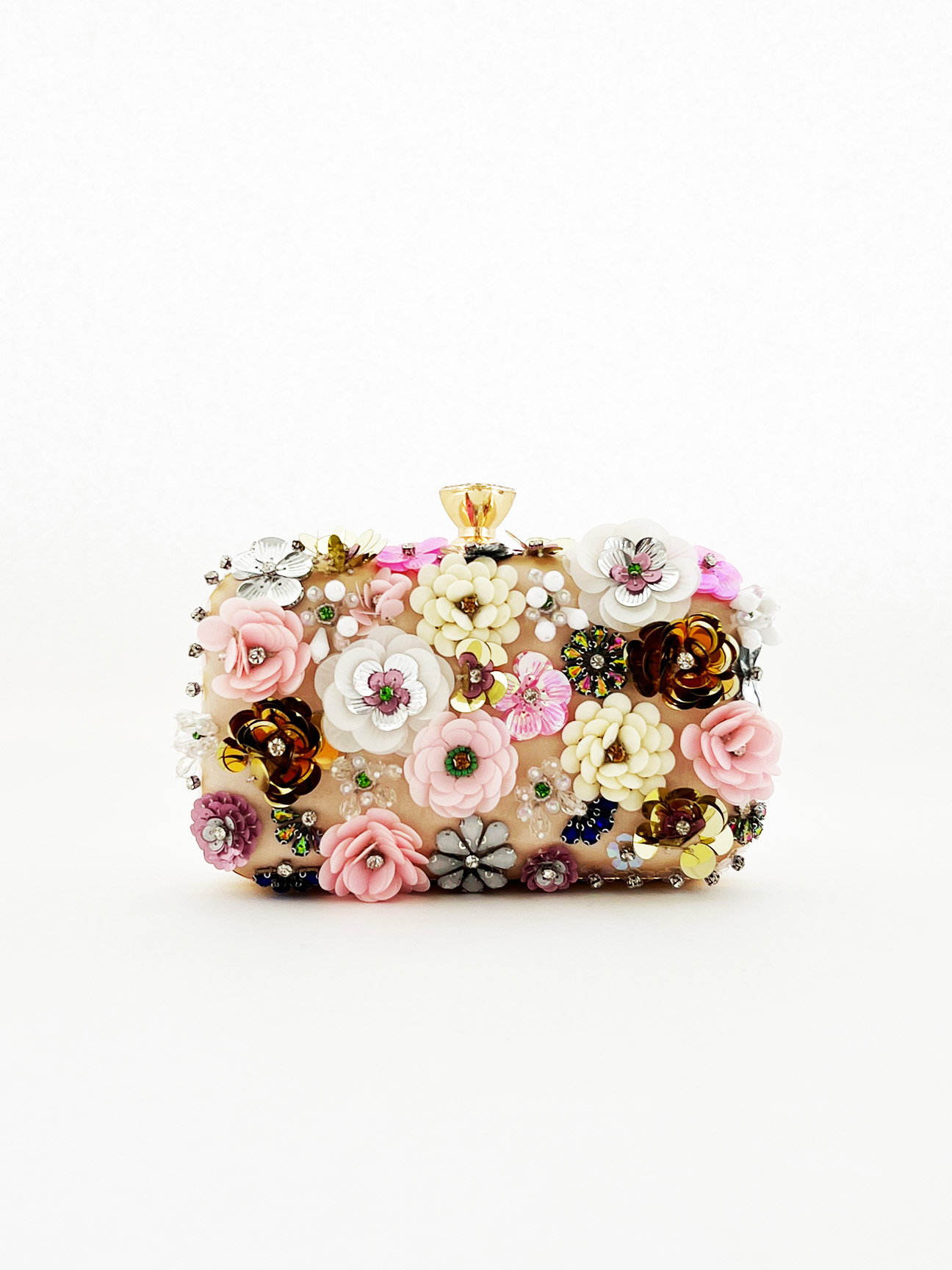 Black Floral Applique Clutch Bag
